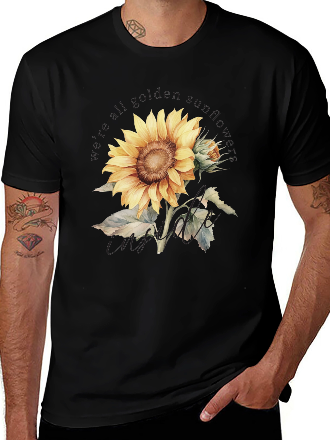 Variant 7 of Sunflower Graphic Print Black T-Shirt