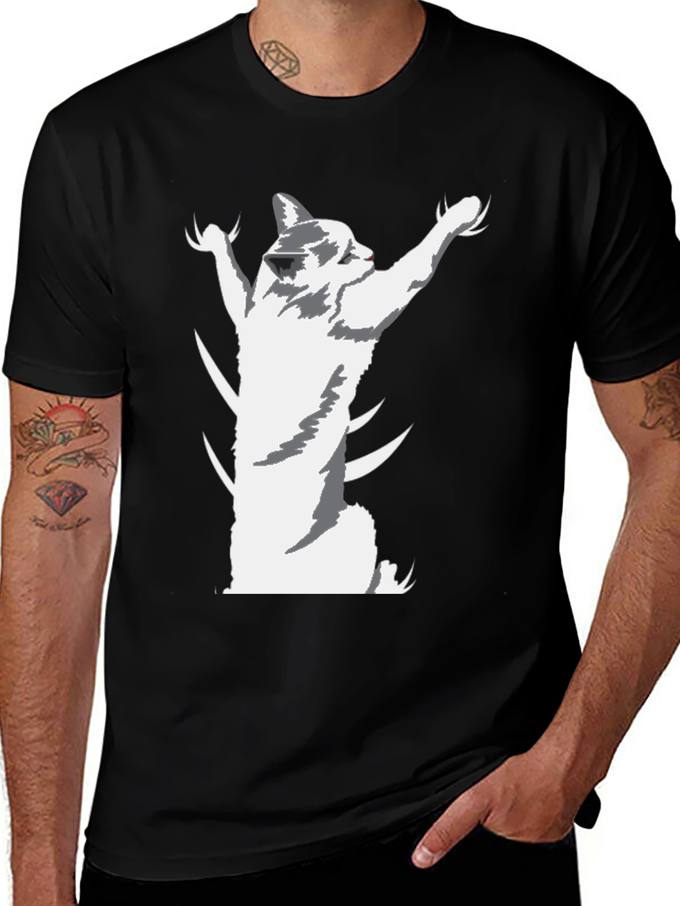 Variant 9 of Cat Scratch Fever T-Shirt - Black Graphic Tee