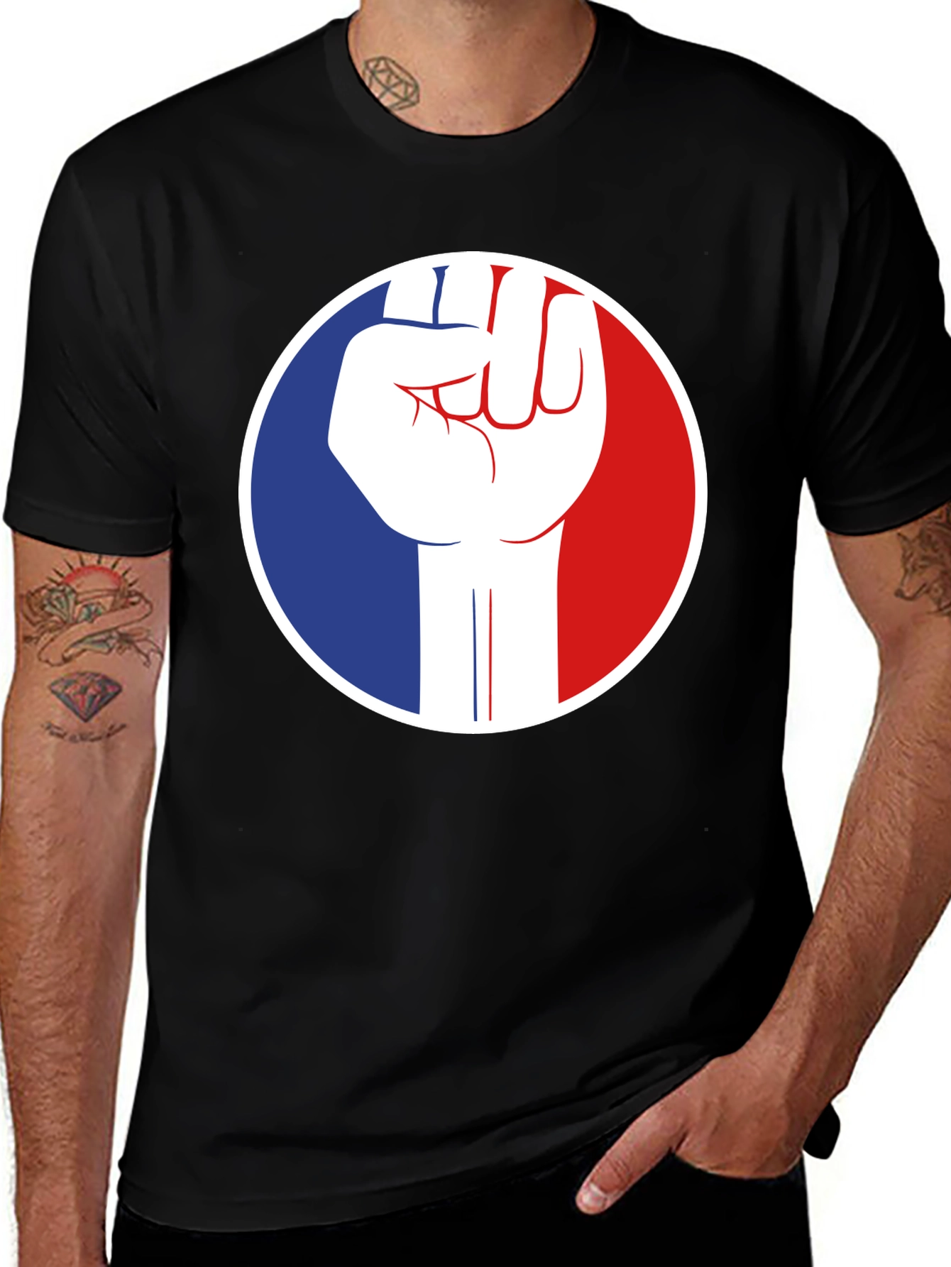 Variant 4 of French Fist Graphic Tee - Black Cotton T-Shirt