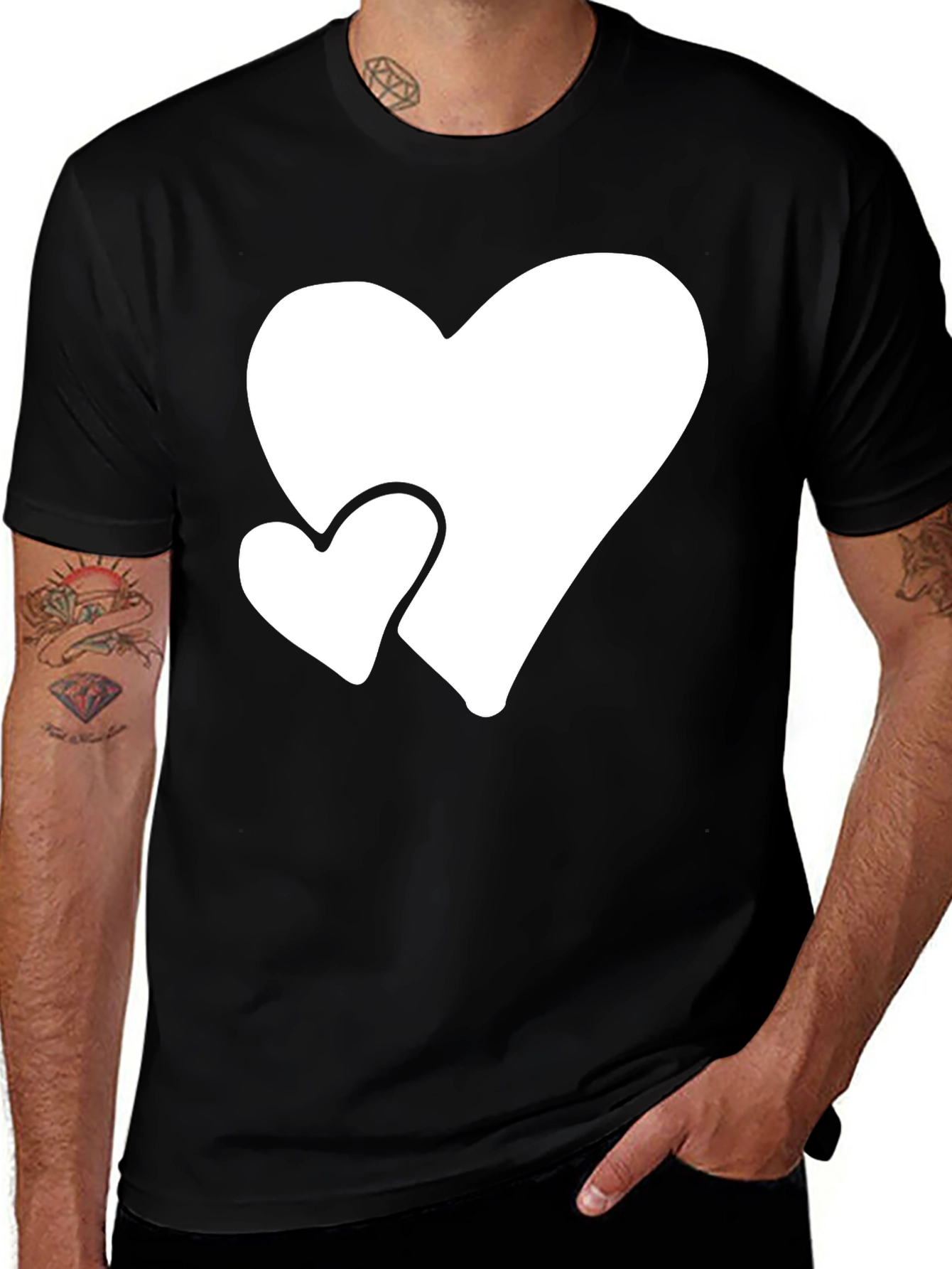 Variant 3 of Black T-Shirt with White Hearts