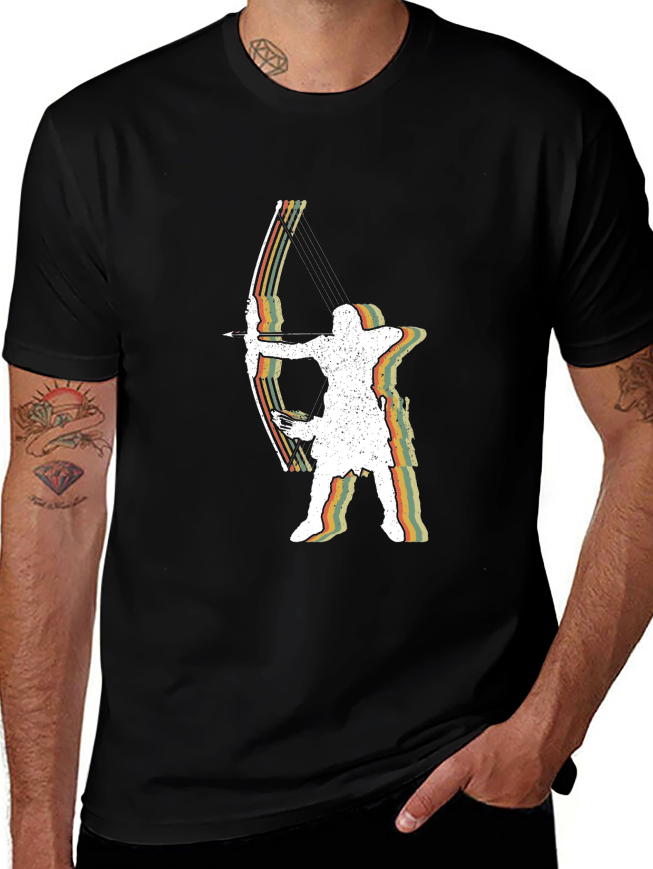 Variant 10 of Retro Archer Graphic Tee - Black Cotton T-Shirt
