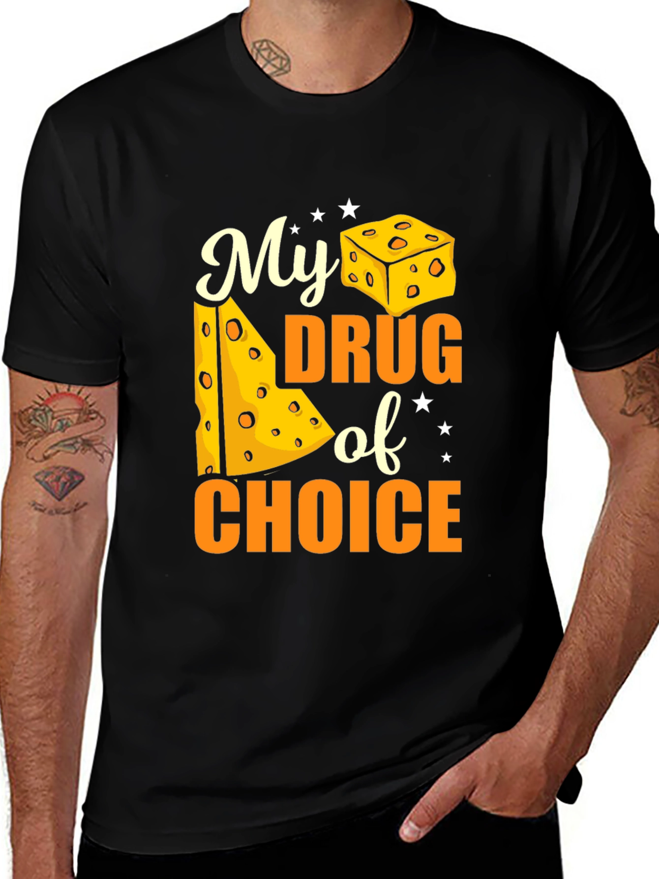Variant 19 of Cheese Lover T-Shirt - My Drug of Choice Funny Tee