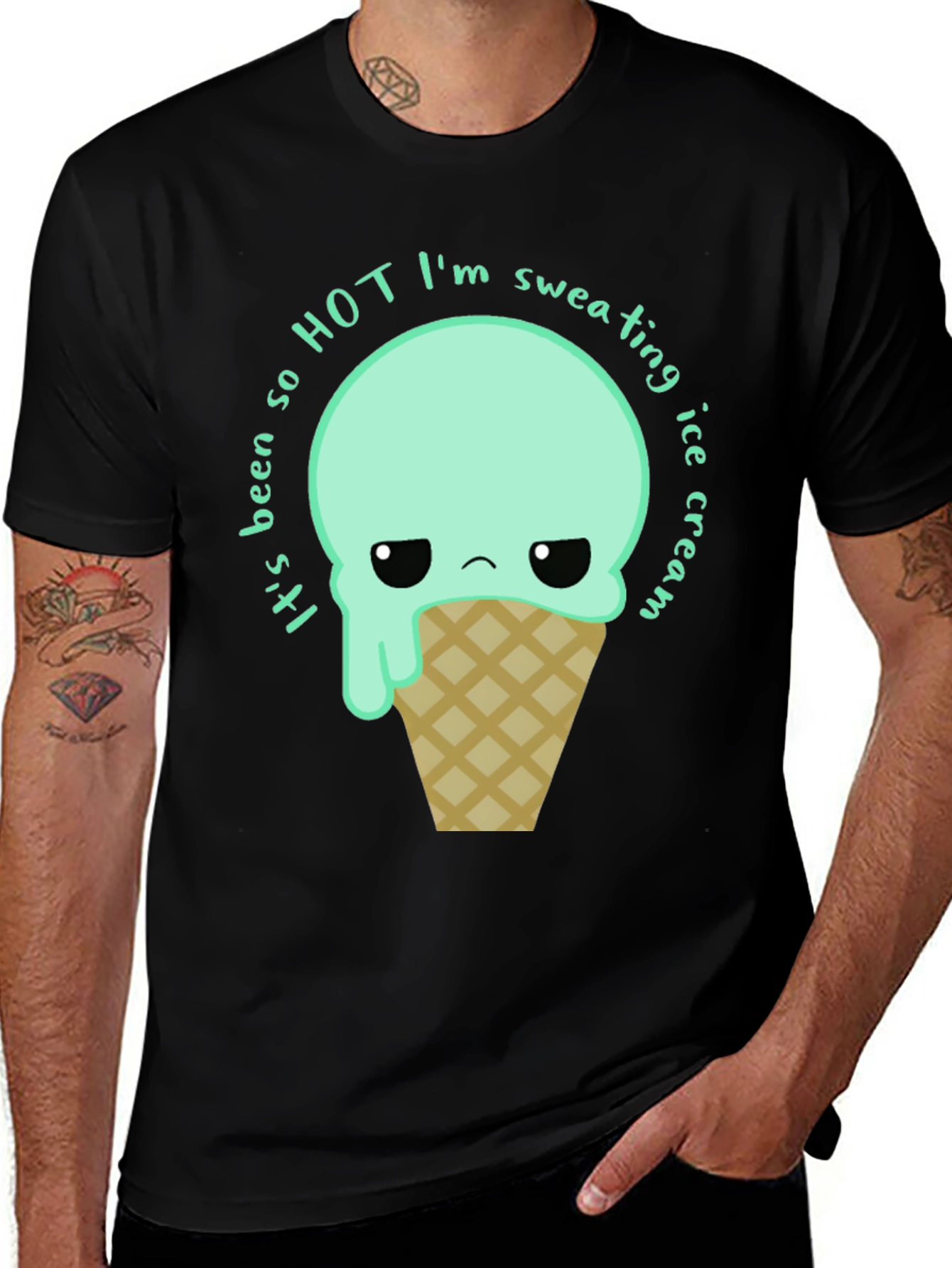 Variant 11 of Funny Ice Cream Graphic Tee - Sweating So Hot!