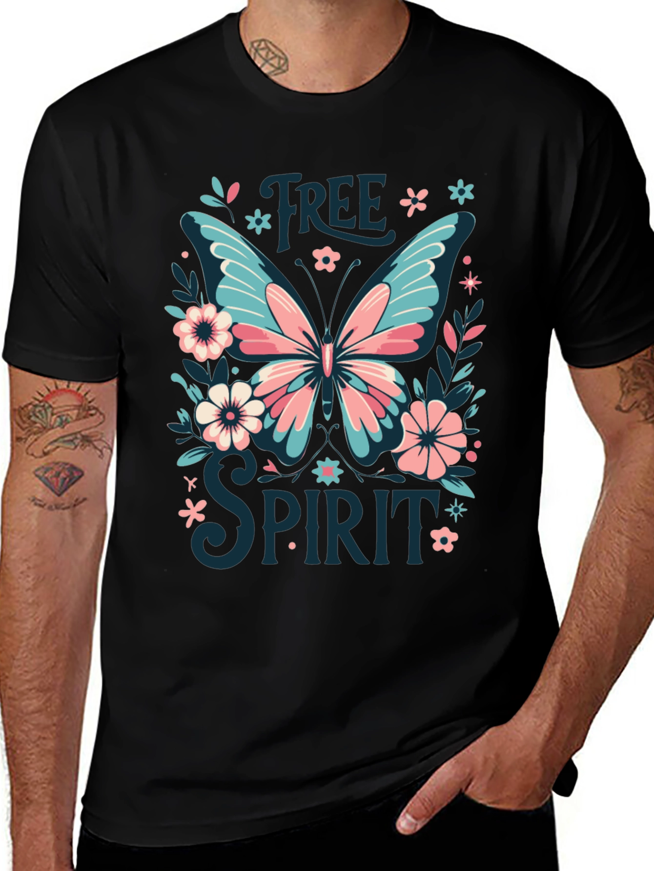 Black Free Spirit Butterfly Graphic Tee - Black main image