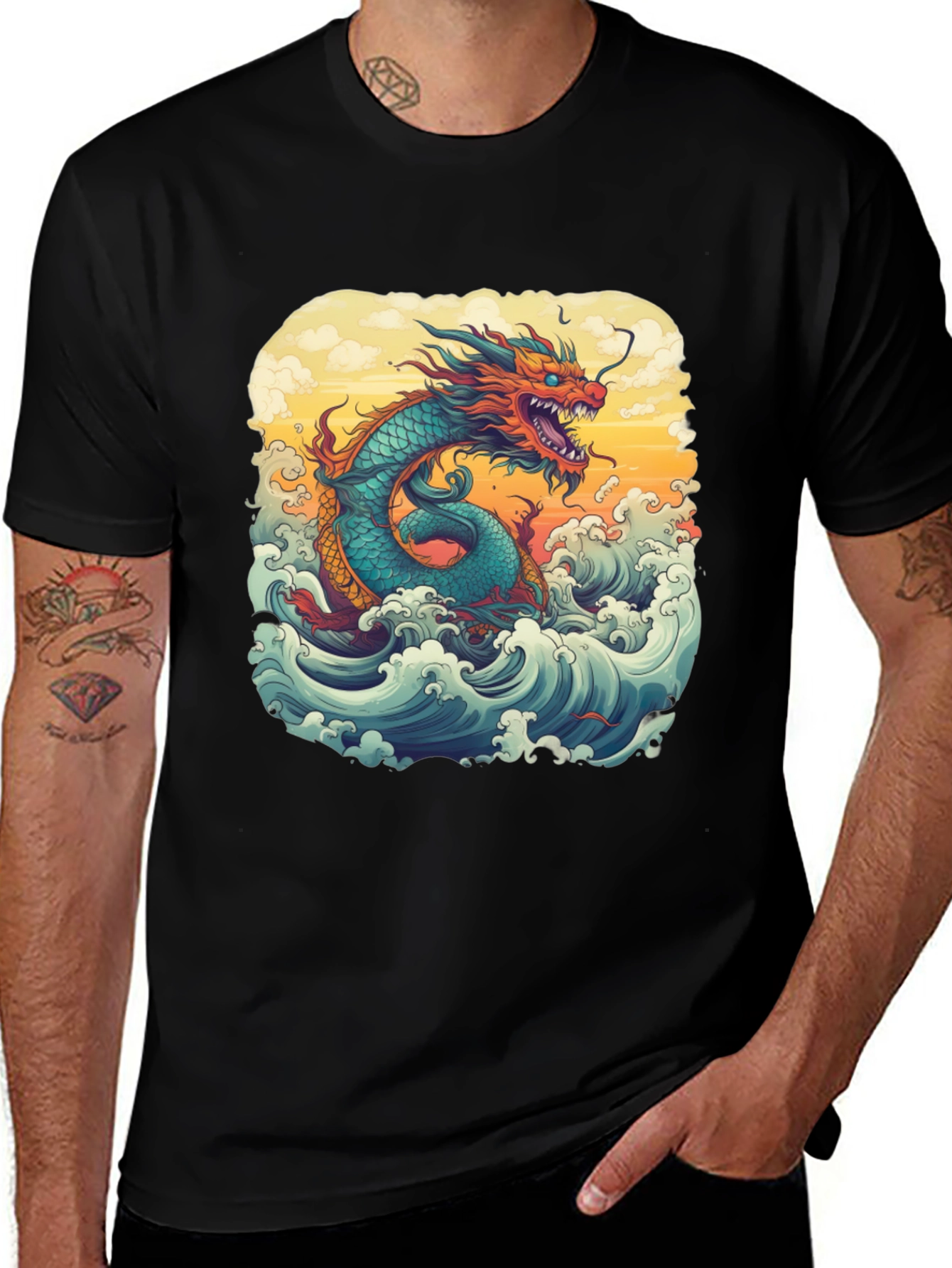 Variant 10 of Dragon Wave Graphic Tee - Unique Design