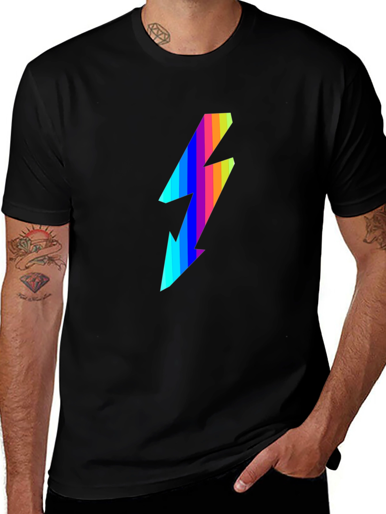 Variant 18 of Rainbow Lightning Bolt Black T-Shirt
