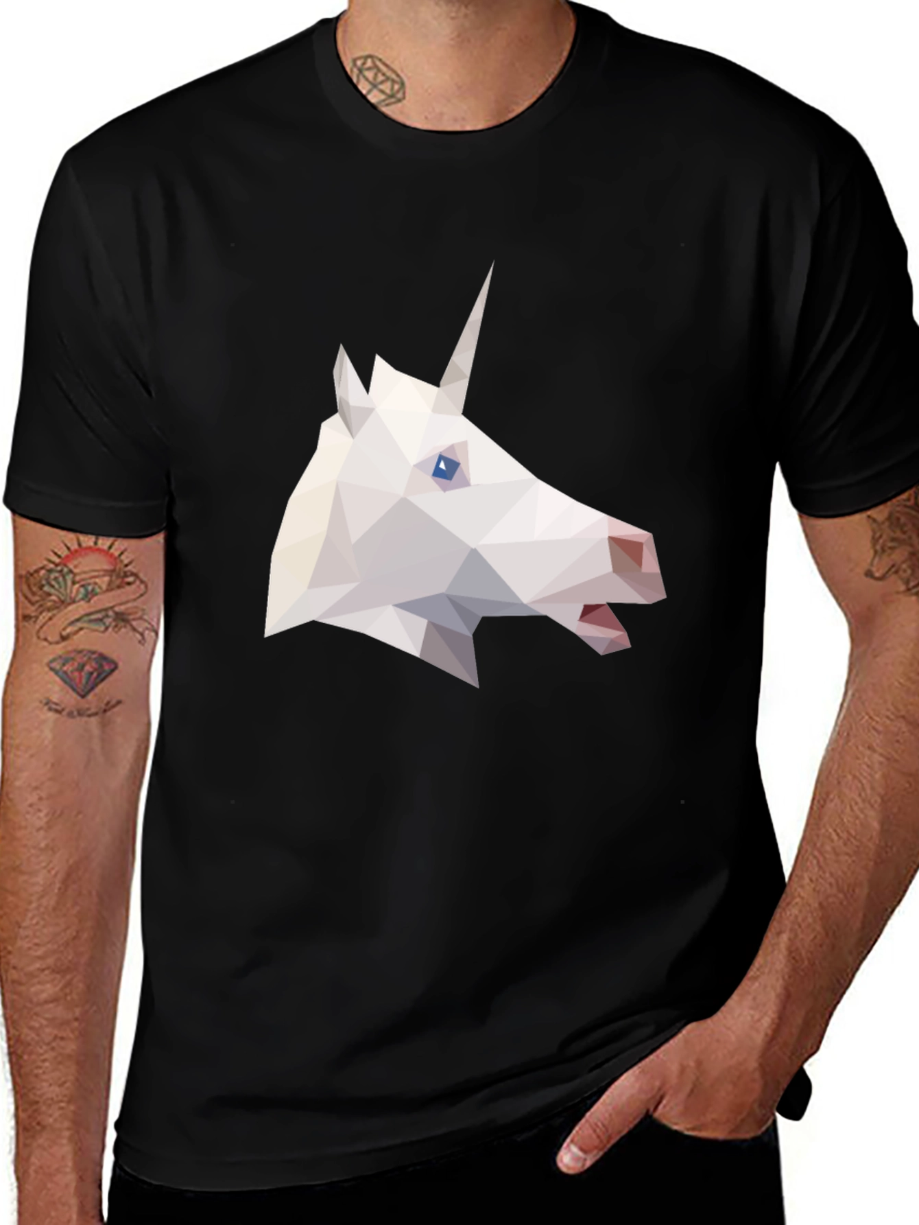 Variant 11 of Geometric Unicorn Graphic Tee - Black T-Shirt