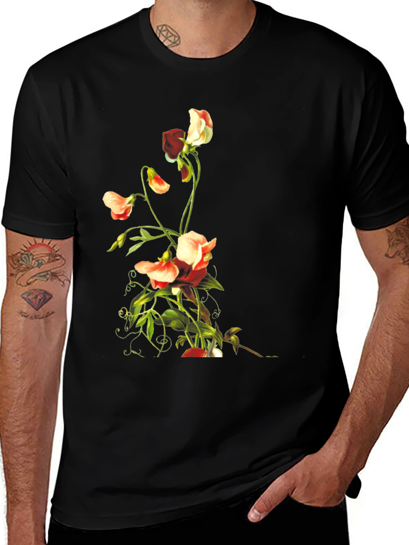 Variant 25 of Floral Graphic Black T-Shirt
