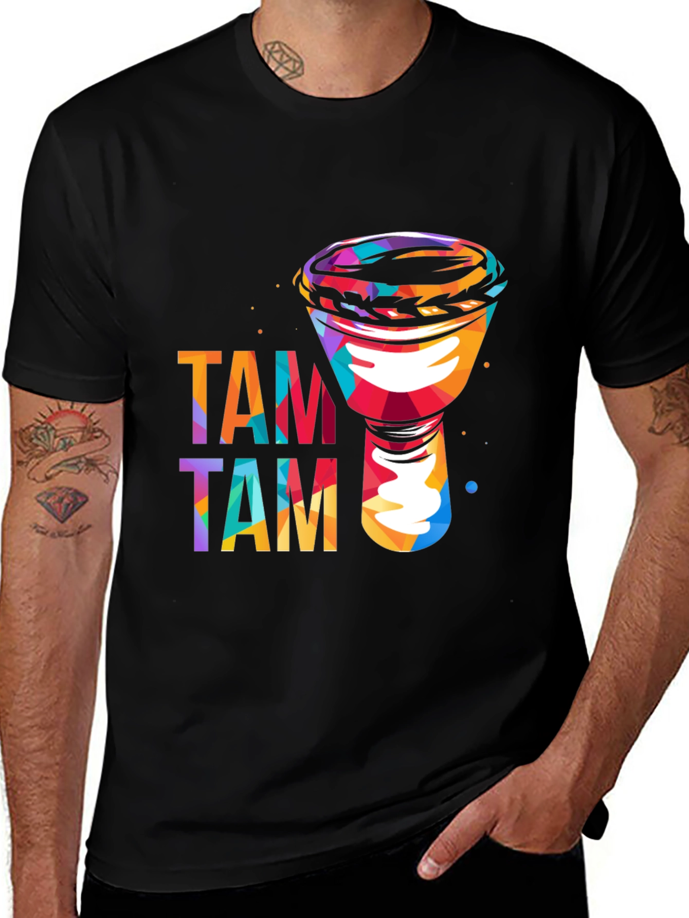 Variant 28 of Colorful Tam Tam Drum Graphic T-Shirt