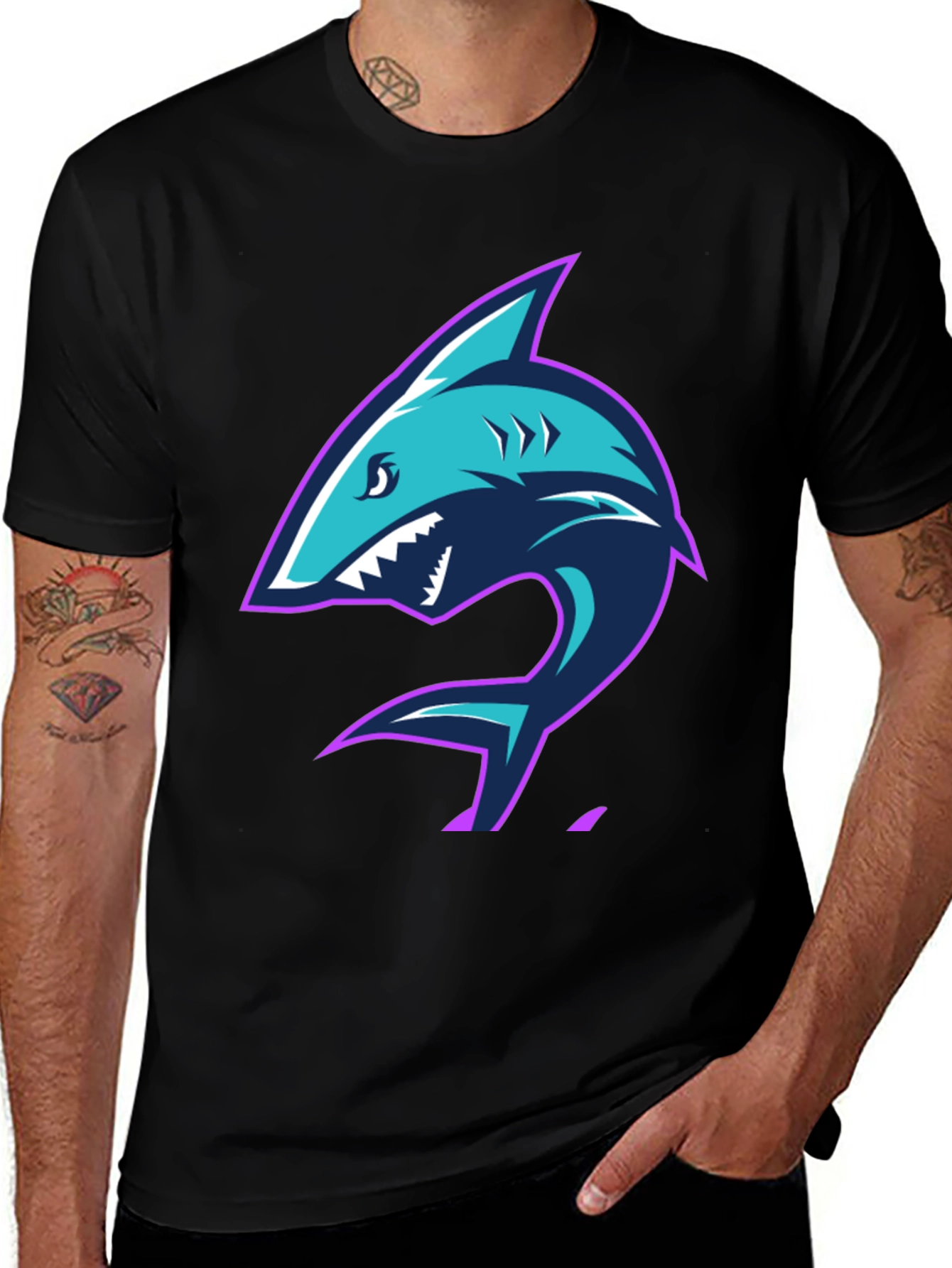 Variant 10 of Shark Graphic Tee - Men's Black T-Shirt