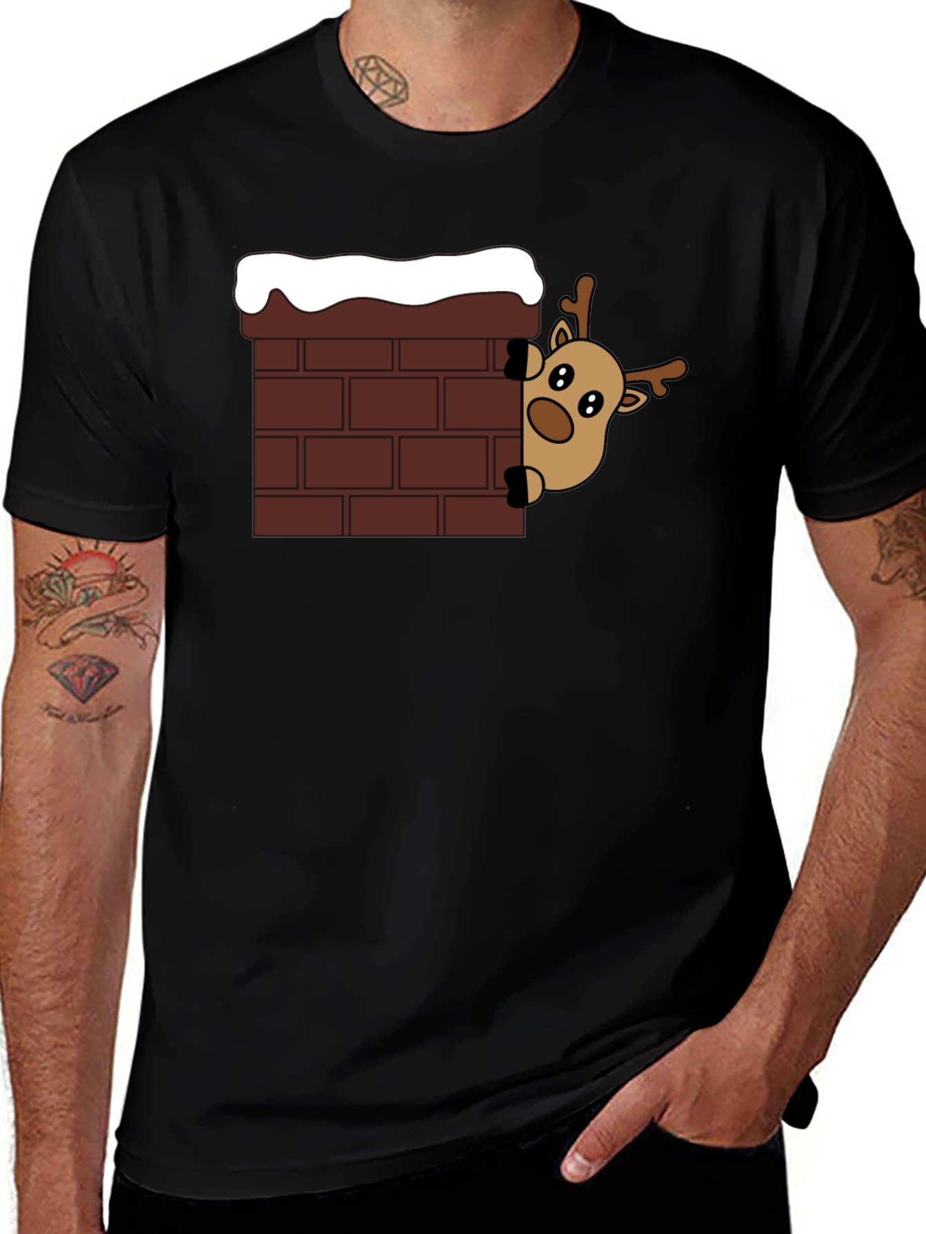 Variant 24 of Reindeer in Chimney Holiday T-Shirt