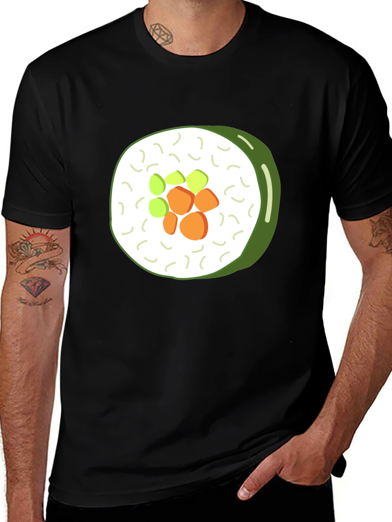 Variant 15 of Sushi Roll Graphic Print Black T-Shirt