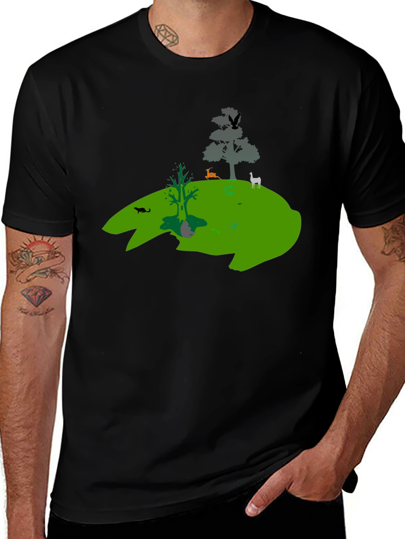 Variant 24 of Nature Silhouette Graphic Black T-Shirt