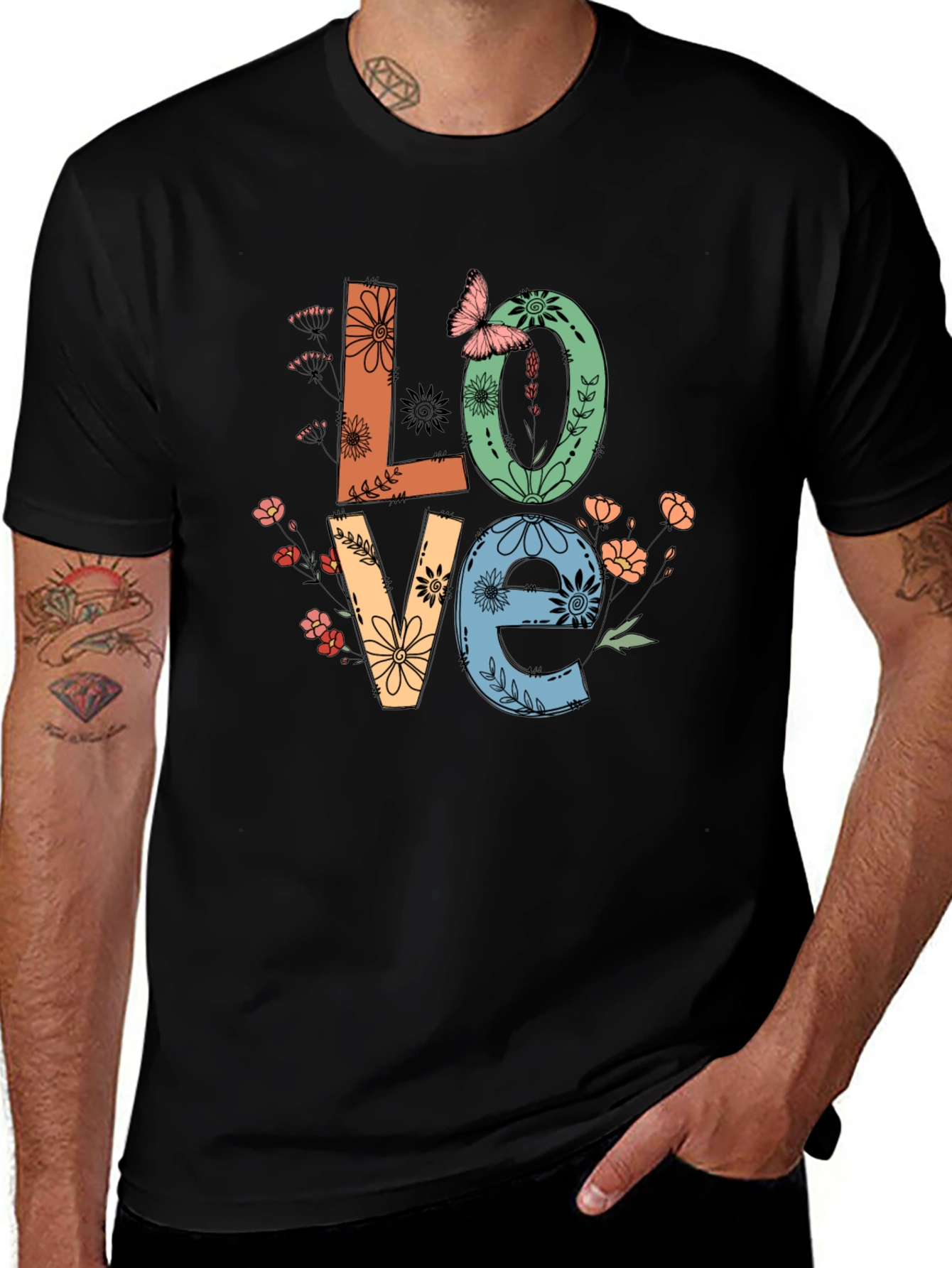 Floral Love Graphic Tee - Stylish Unisex T-Shirt