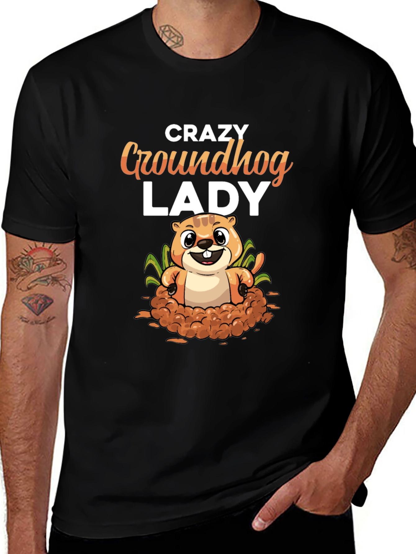 Variant 7 of Crazy Groundhog Lady T-Shirt