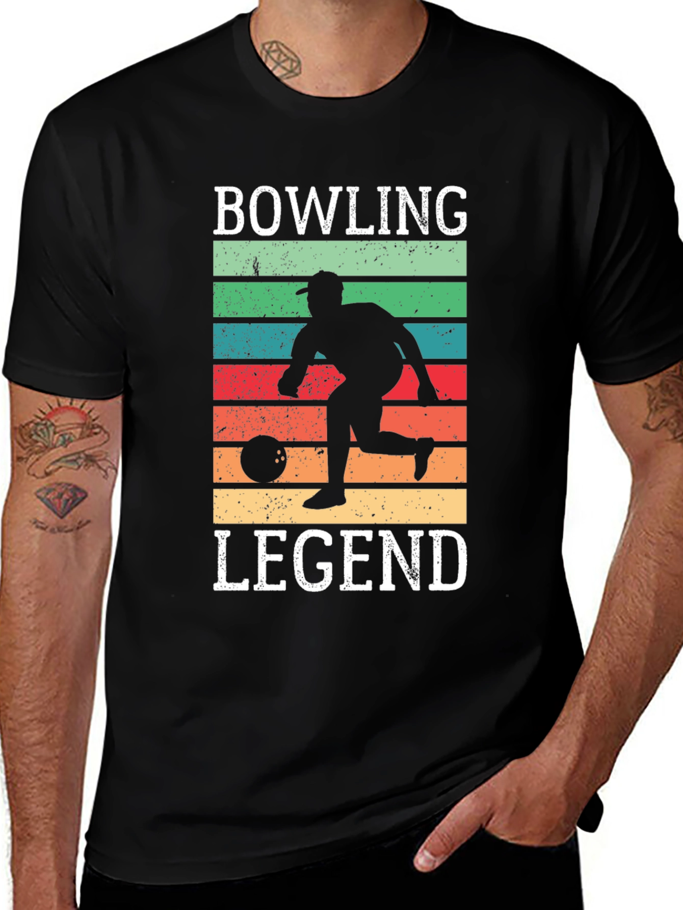 Variant 26 of Bowling Legend Graphic Tee - Black Cotton T-Shirt