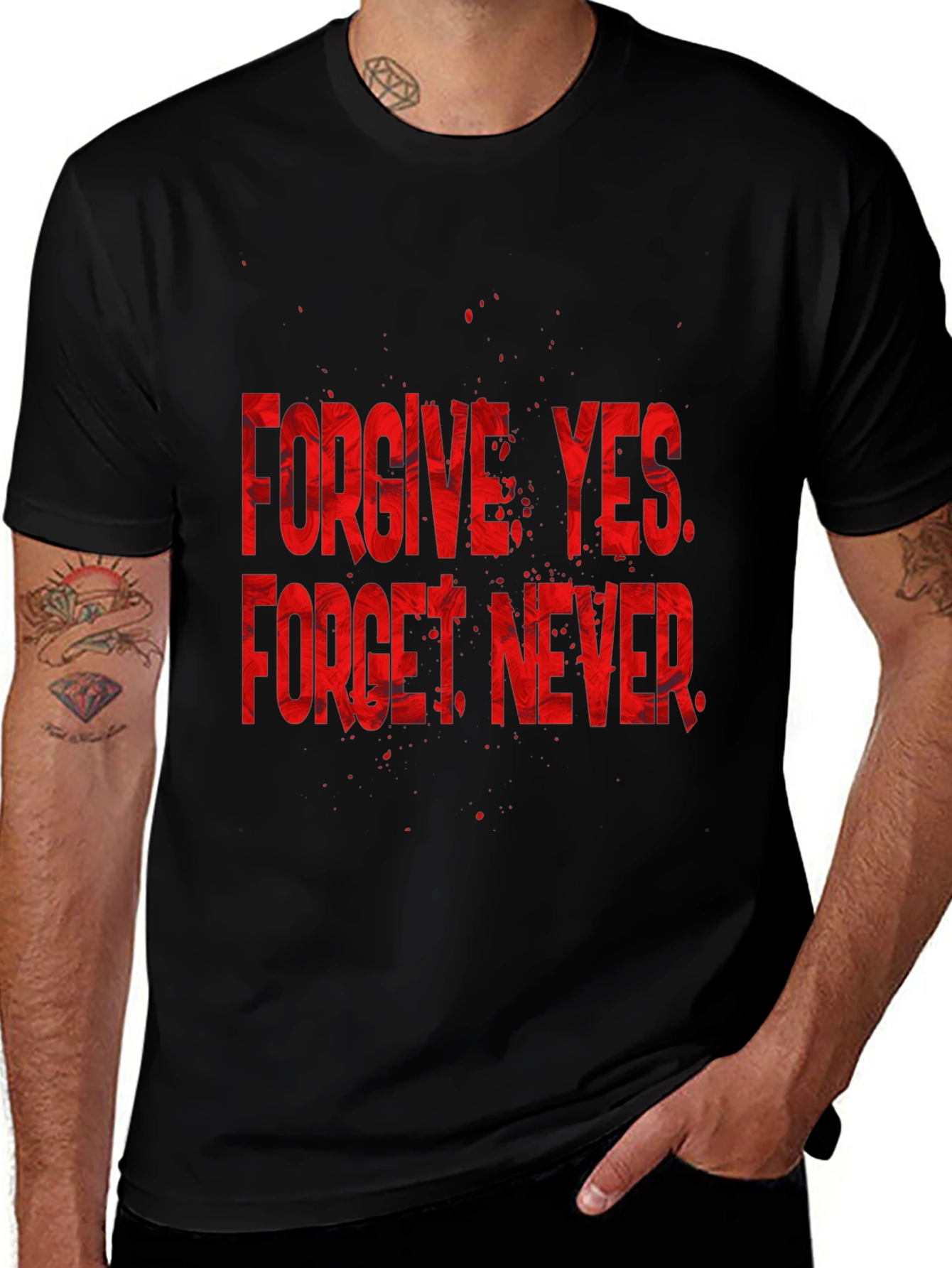 Black Forgive Yes Forget Never Graphic Tee - Black main image
