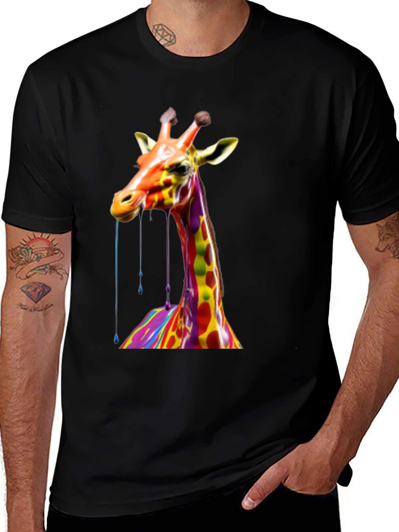 Variant 23 of Colorful Giraffe Graphic Tee - Unique Art Shirt