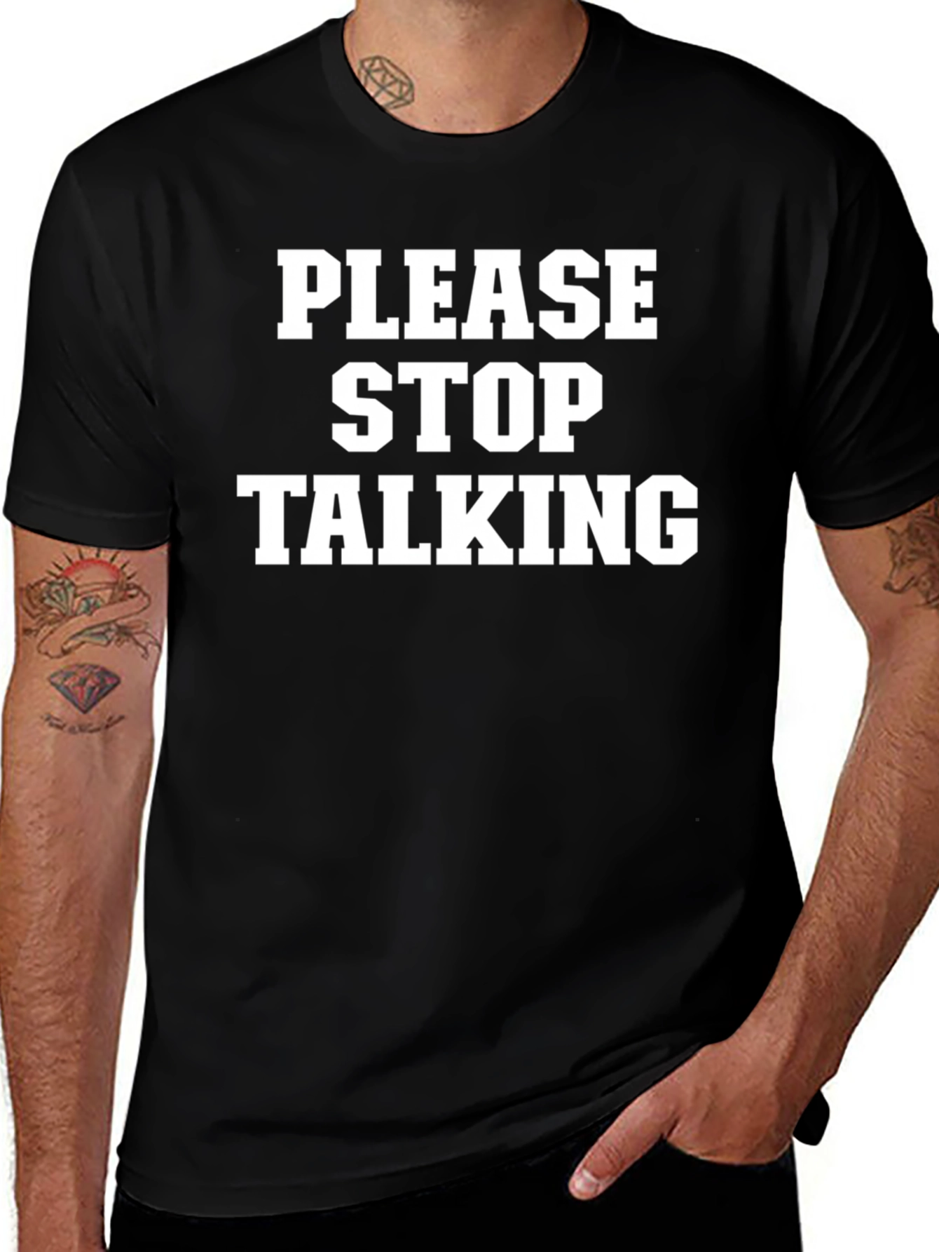 Variant 8 of Please Stop Talking Graphic Tee - Black