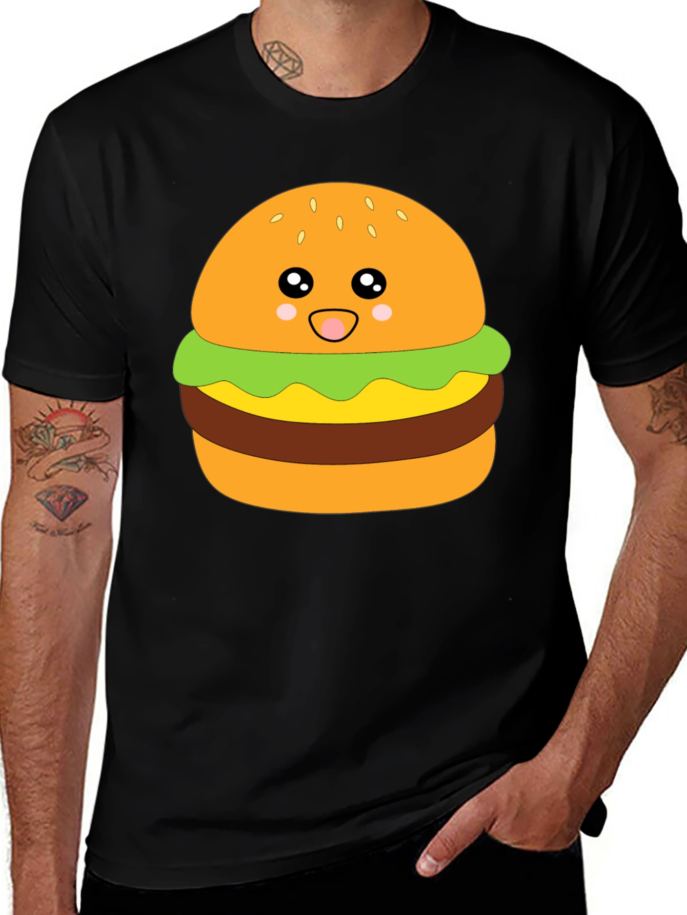 Variant 23 of Kawaii Burger Graphic Tee - Unisex Black T-Shirt