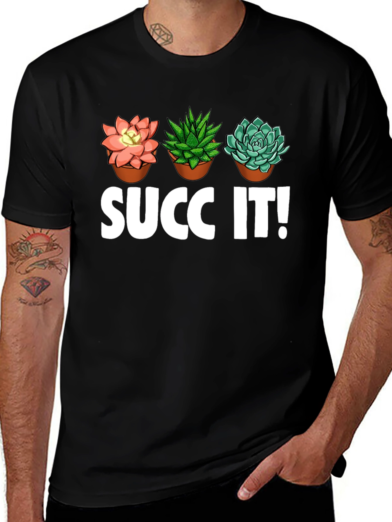 Variant 9 of Succ It! Succulent Plant Graphic T-Shirt - Unique Design