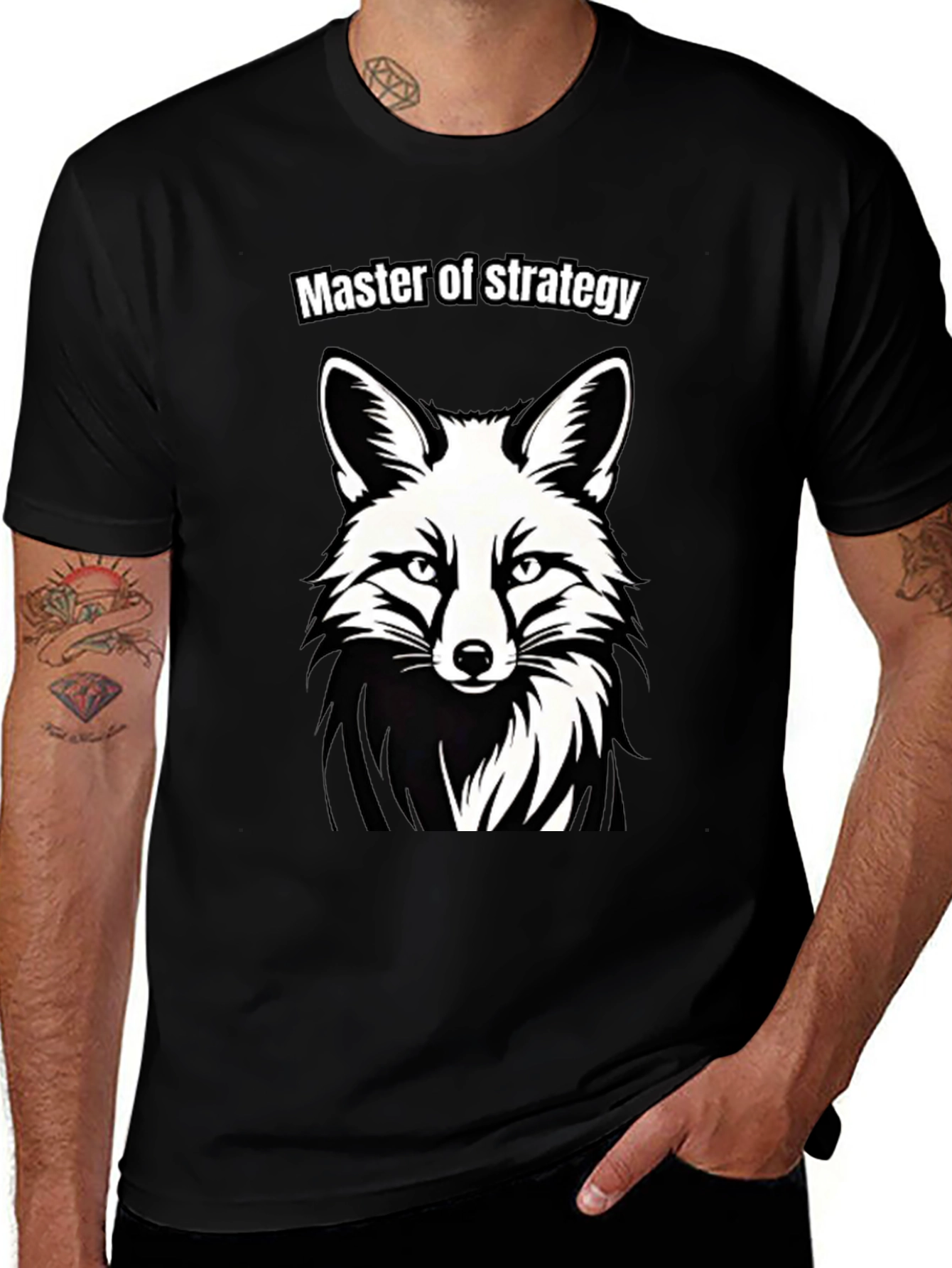 Variant 14 of Master of Strategy Fox Graphic Tee - Black