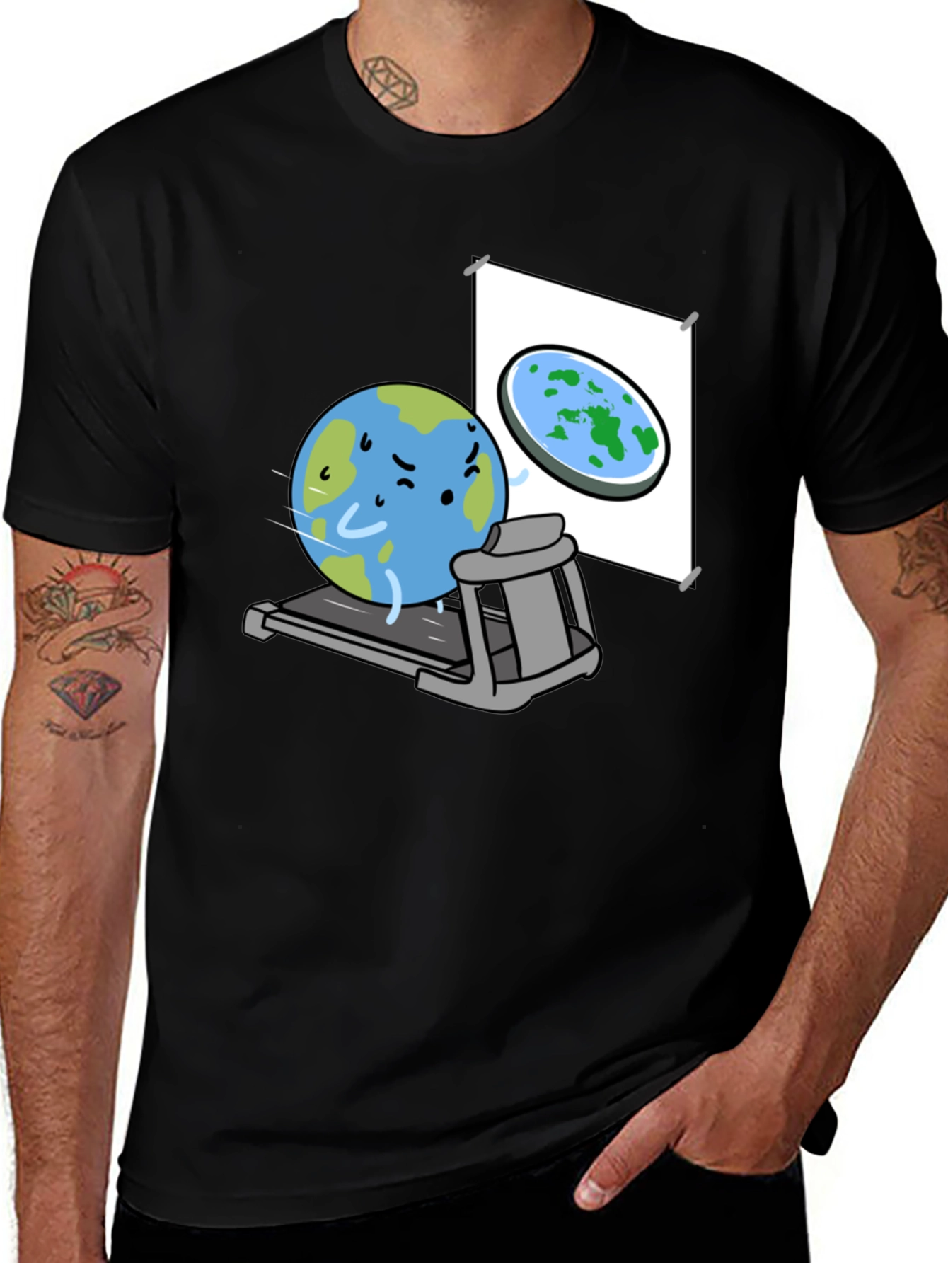 Variant 6 of Round Earth Treadmill Humor T-Shirt
