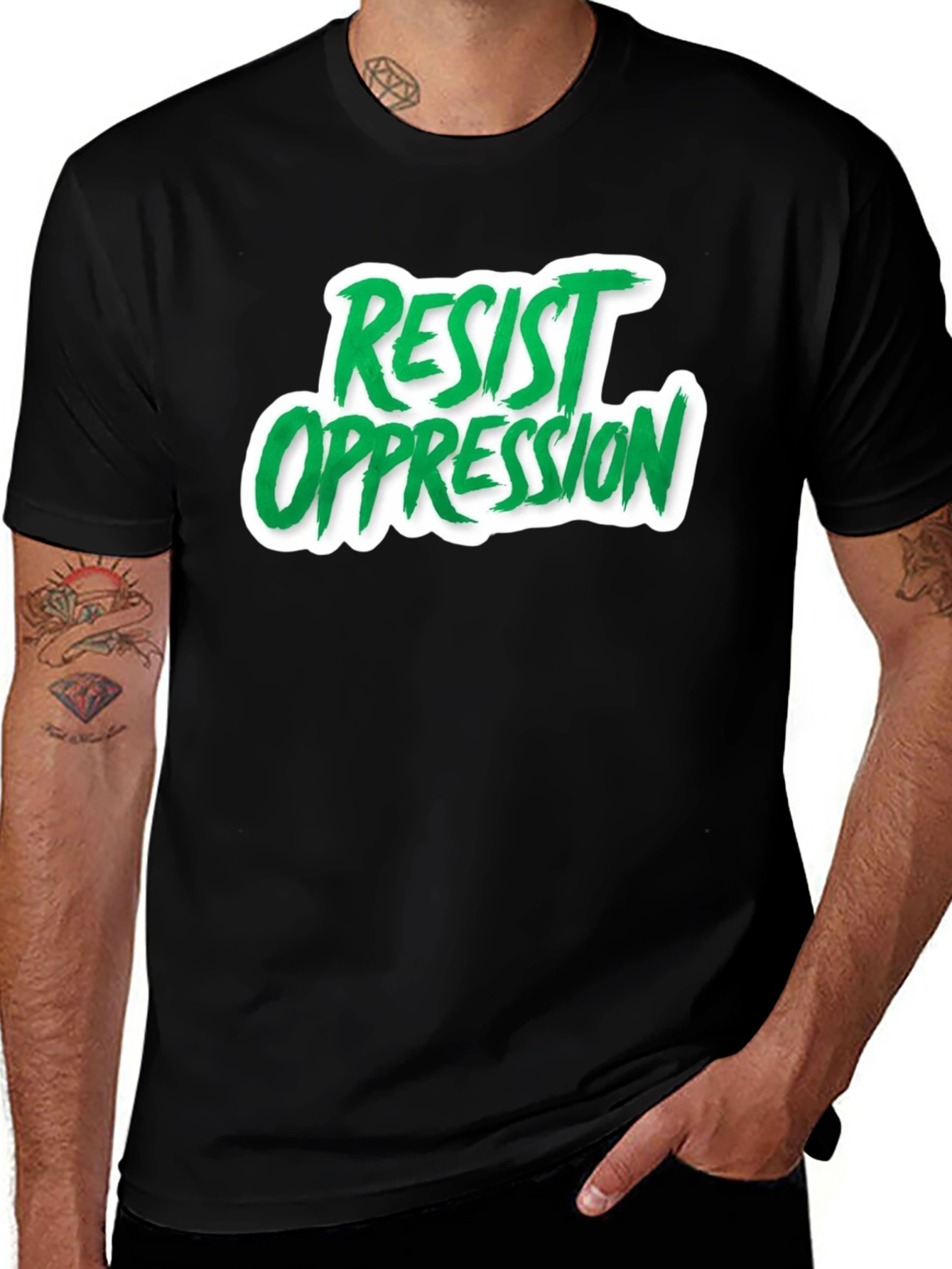 Variant 30 of Resist Oppression Graphic Tee - Black