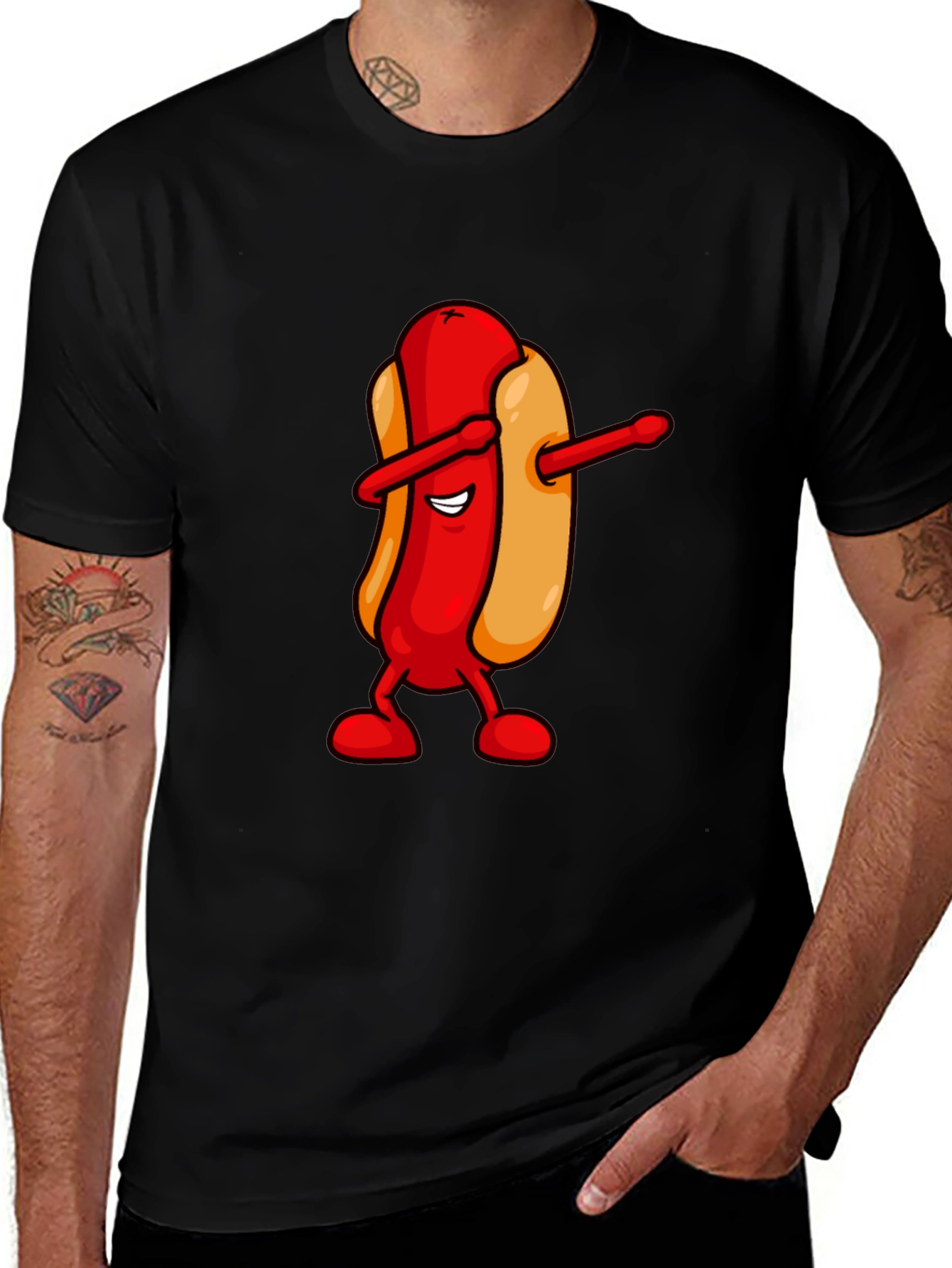 Variant 30 of Dabbing Hotdog Black T-Shirt