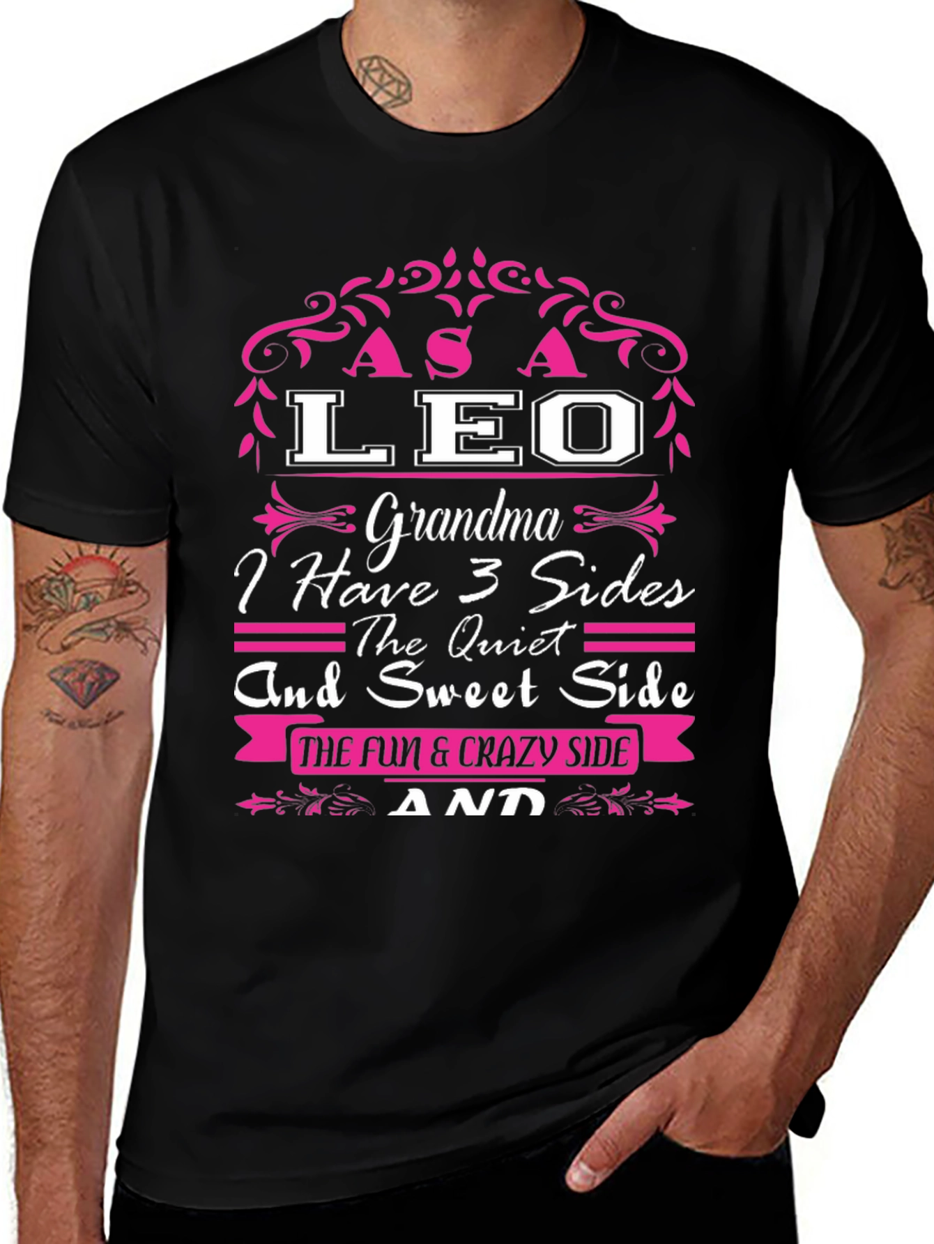 Leo Grandma 3 Sides Funny Graphic T-Shirt