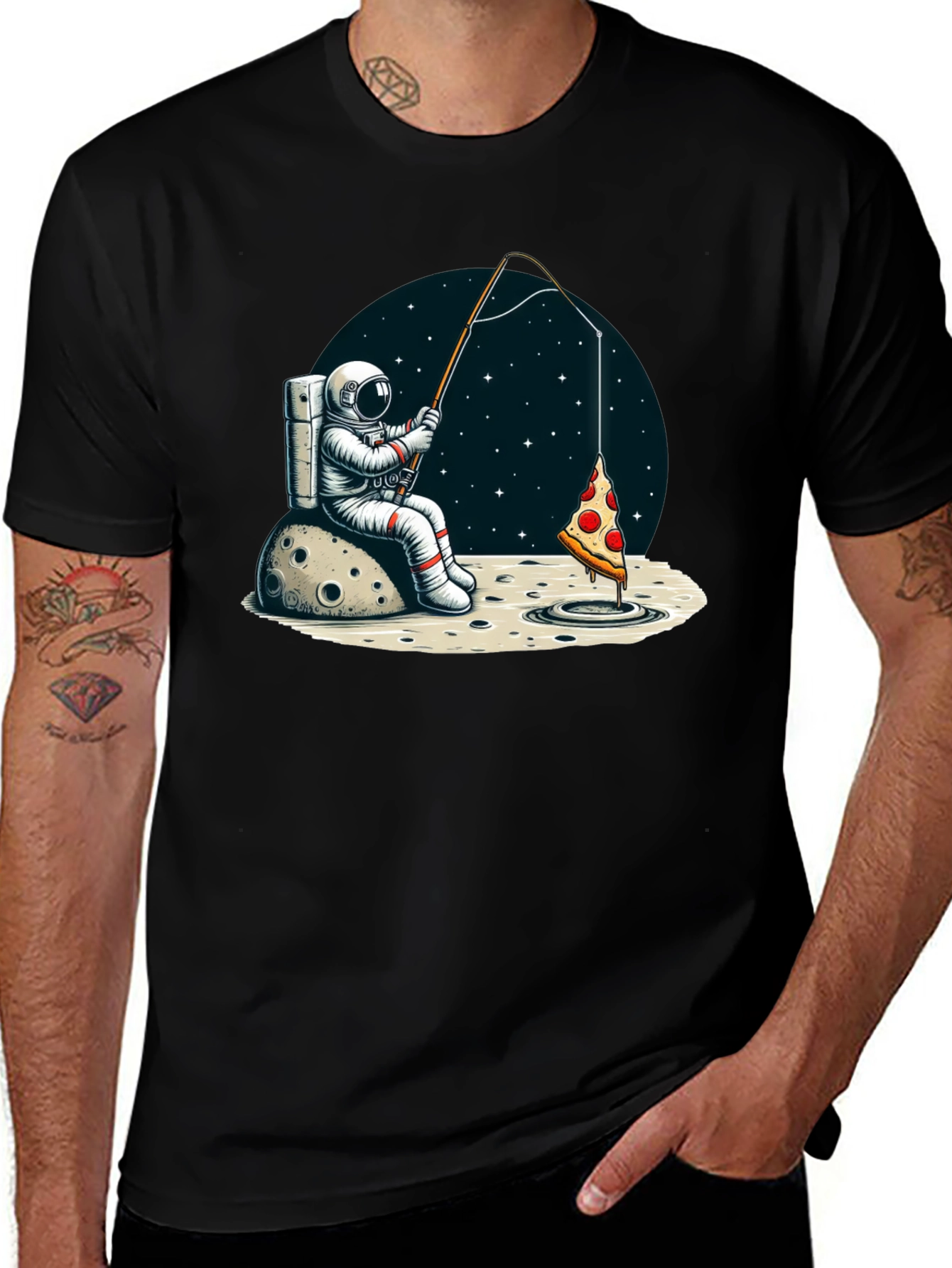 Variant 30 of Astronaut Fishing for Pizza T-Shirt