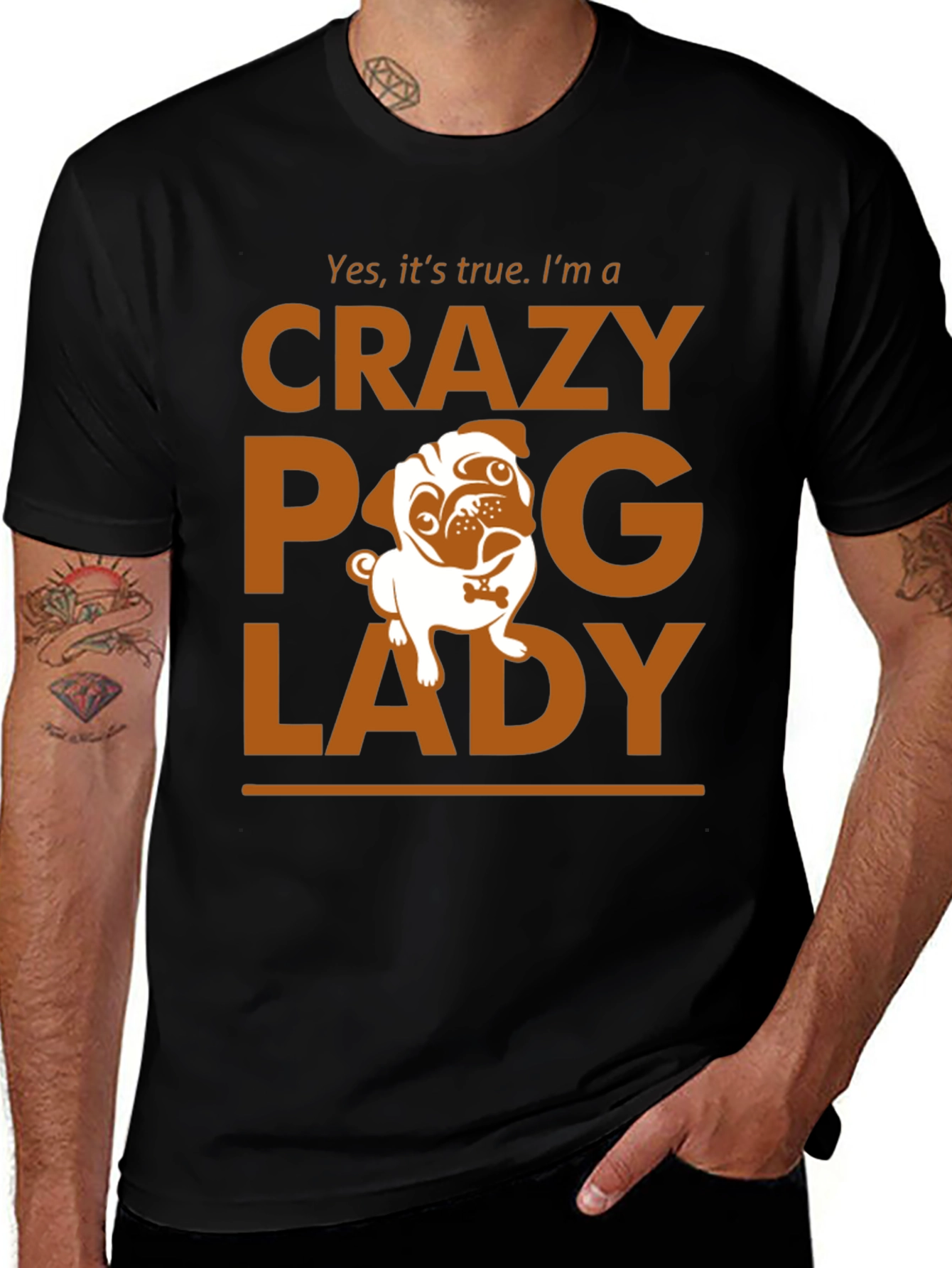 Variant 22 of Crazy Pug Lady T-Shirt