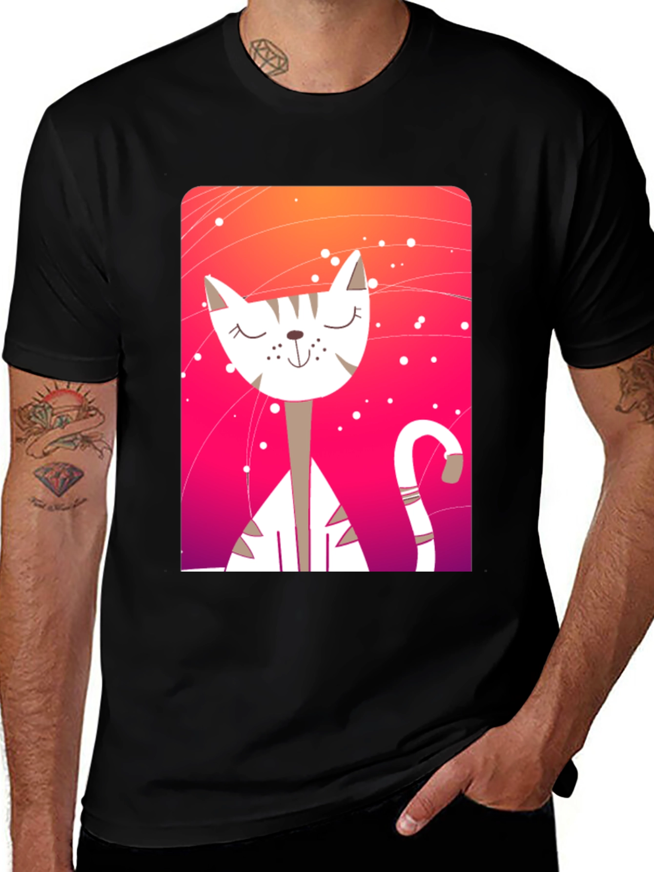 Variant 24 of Cute Cat Graphic Tee - Unisex Black T-Shirt