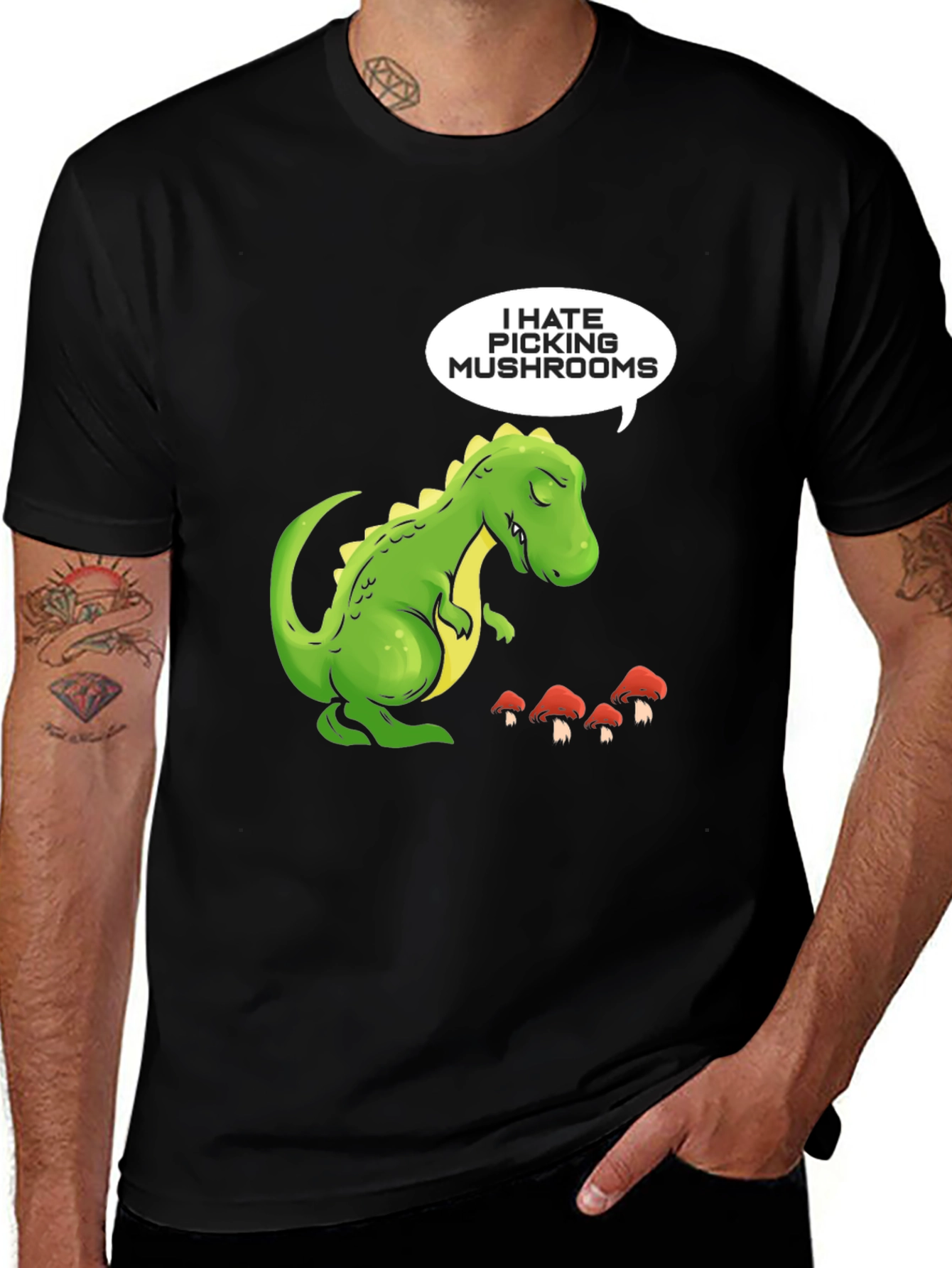 Dino Hates Picking Mushrooms T-Shirt