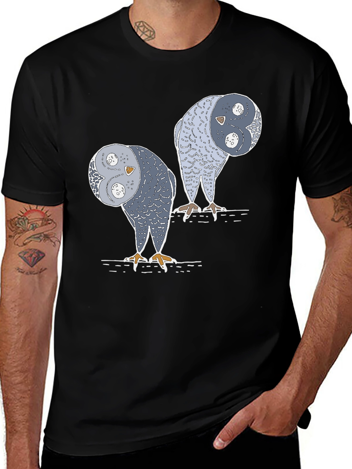 Variant 15 of Yin Yang Owls Graphic T-Shirt - Unique Design