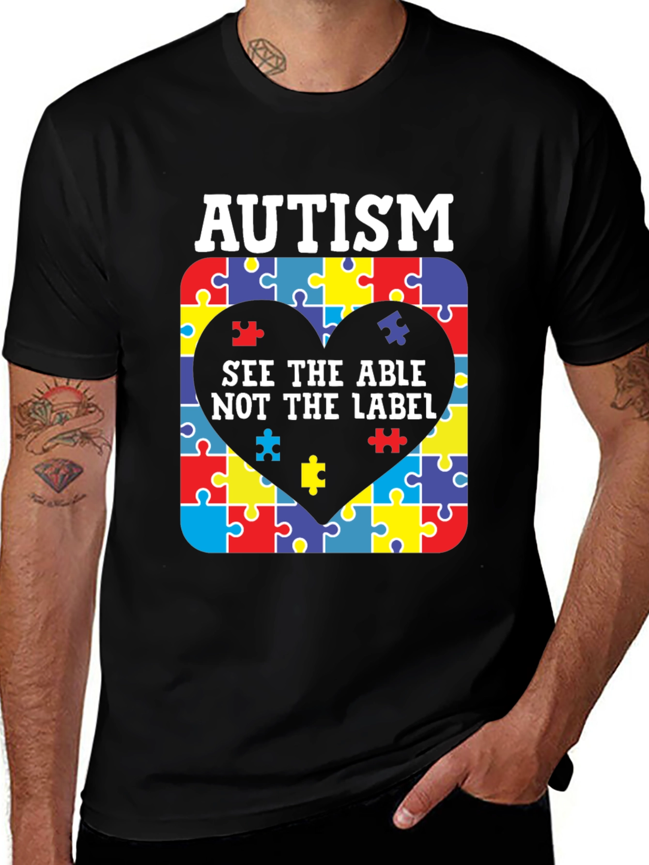Variant 10 of Autism Awareness Puzzle Heart T-Shirt