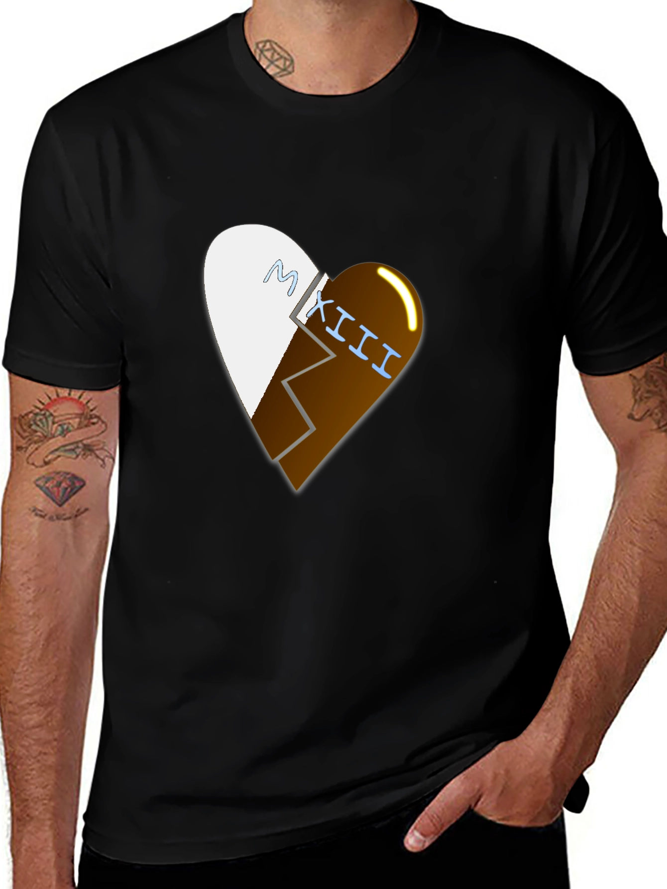 Variant 10 of Broken Heart Graphic Black T-Shirt