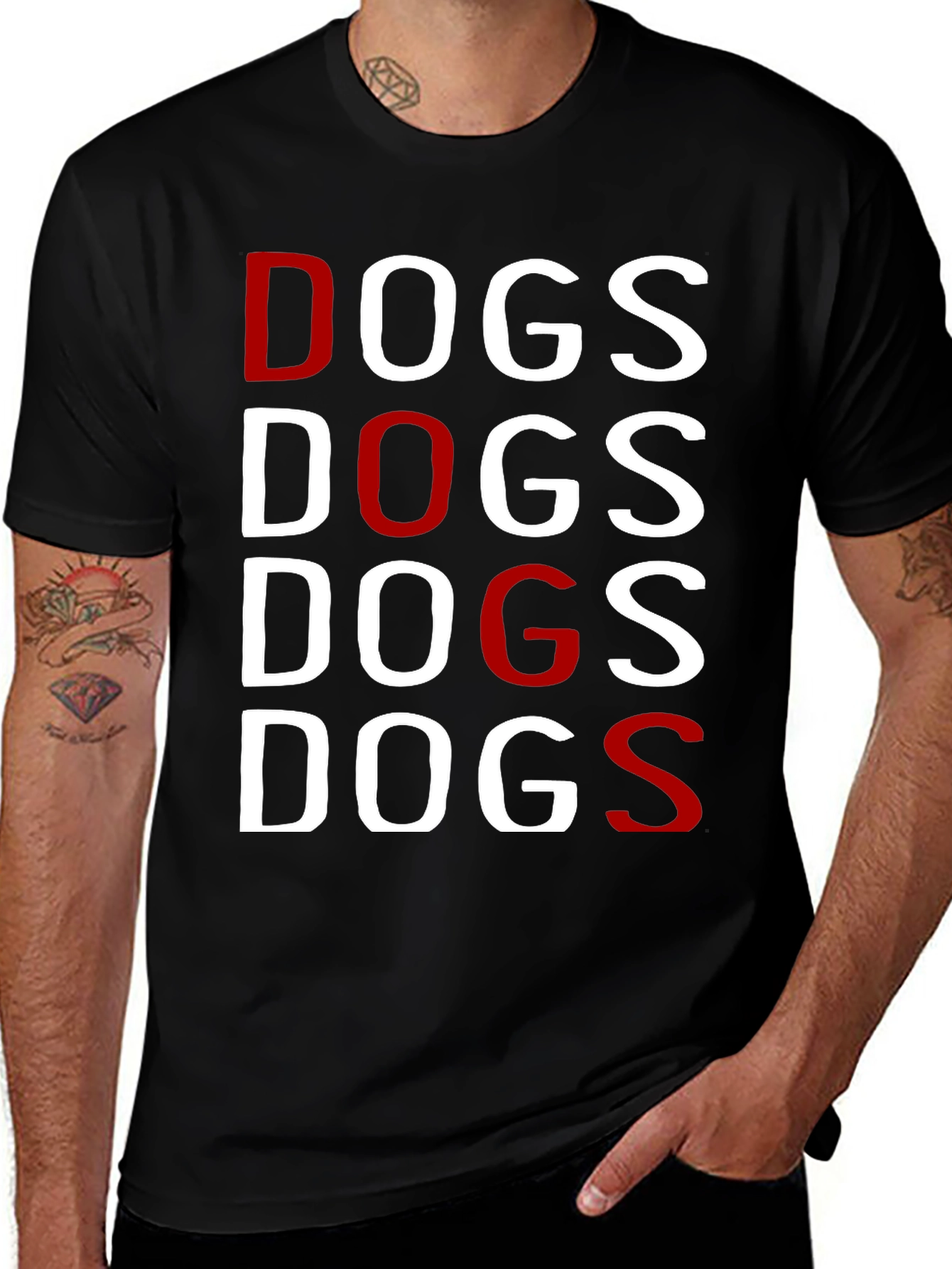 Black DOGS Graphic Tee - Black Crew Neck T-Shirt main image