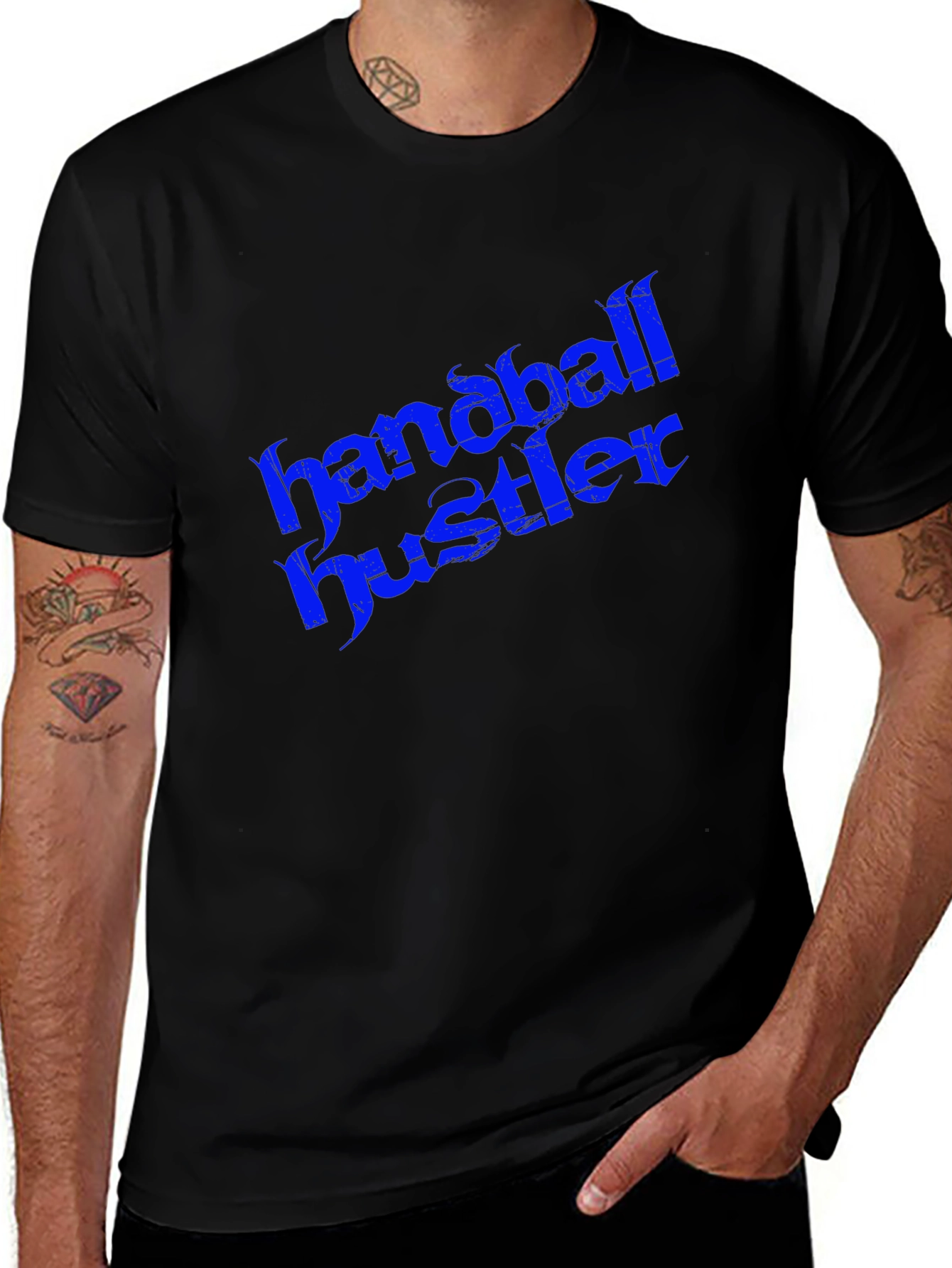 Black Handball Hustler Graphic Tee - Bold Streetwear Style main image