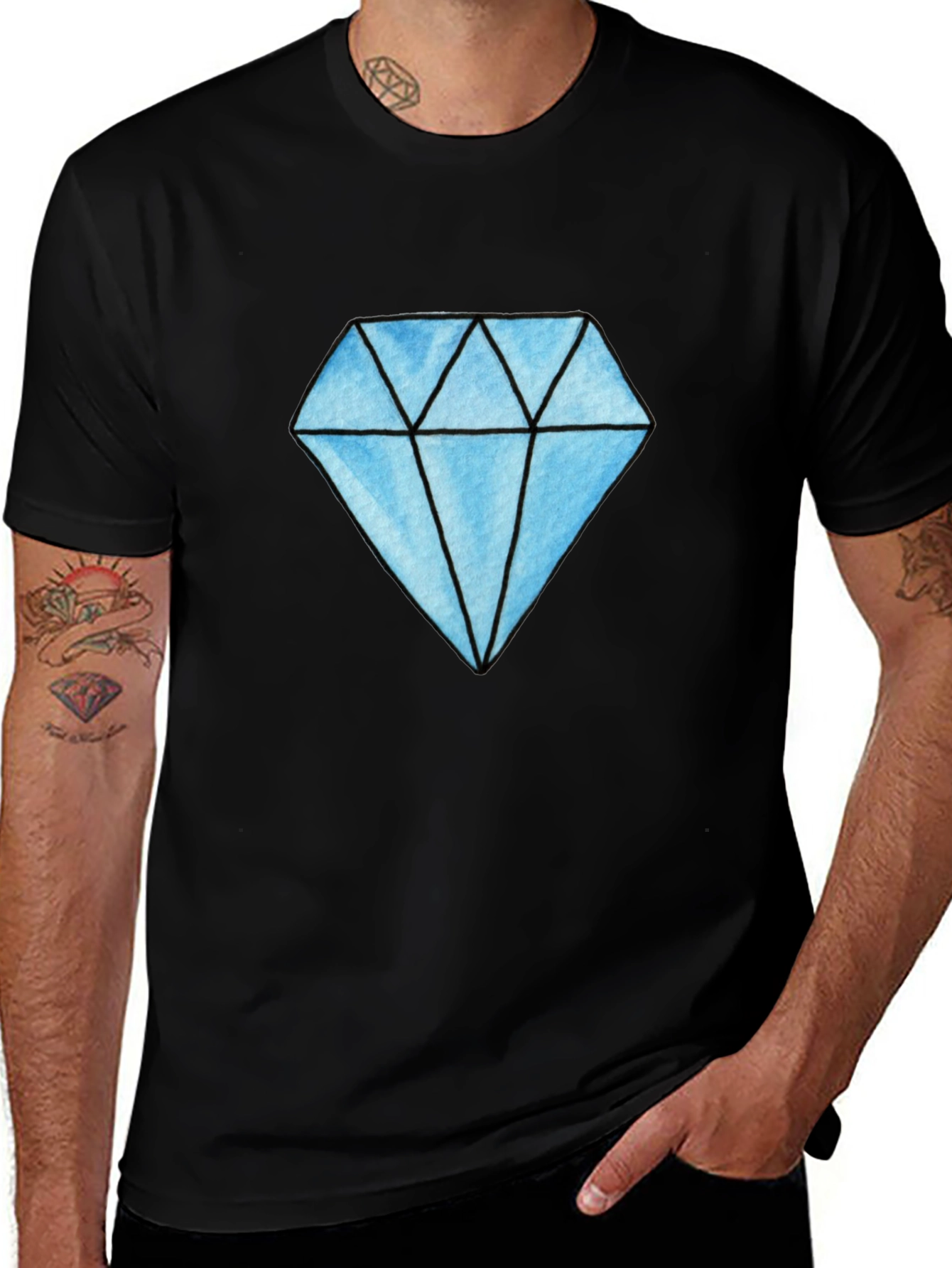 Variant 22 of Diamond Graphic Print T-Shirt - Black