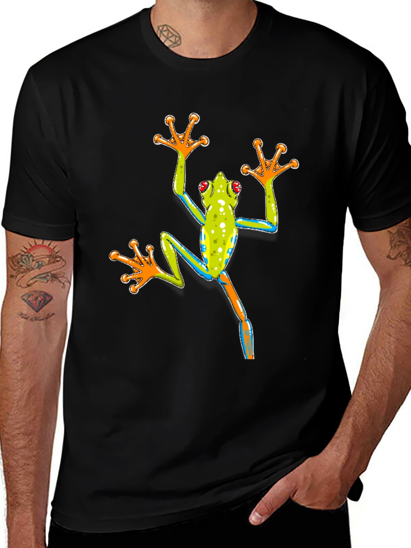 Variant 27 of Frog Graphic Black T-Shirt - Novelty Tee