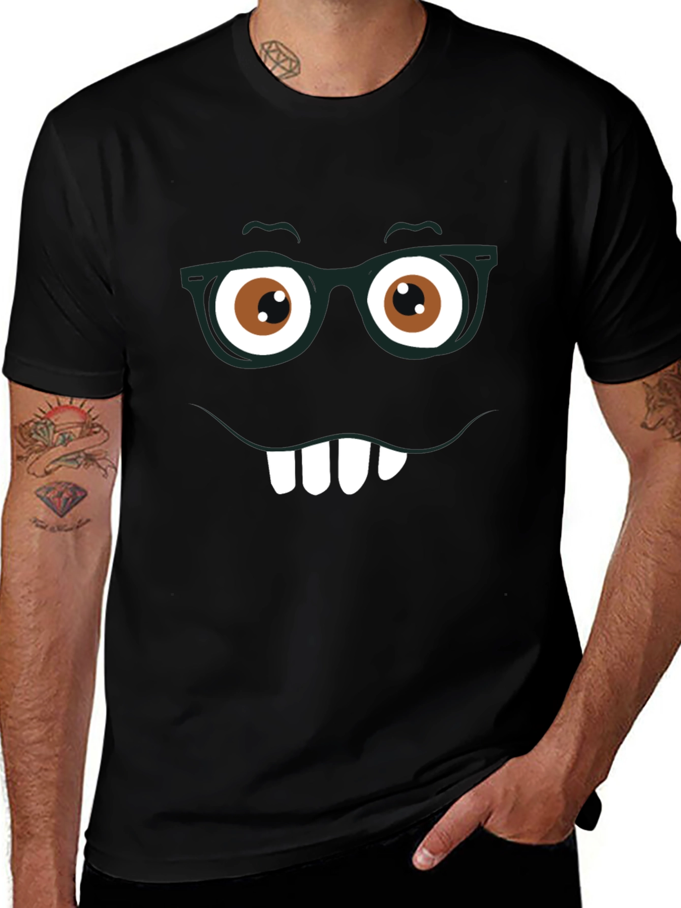 Variant 5 of Funny Face Graphic Tee - Nerdy Smile