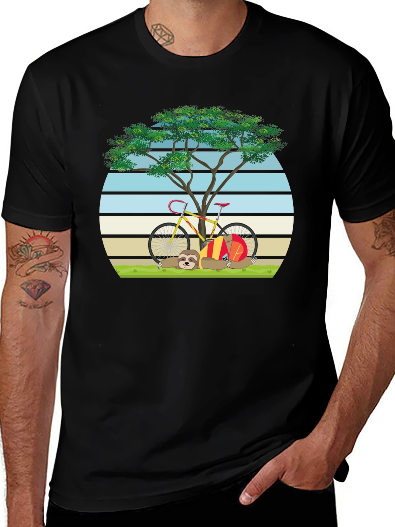 Variant 6 of Sloth Biking Under Tree Graphic Tee