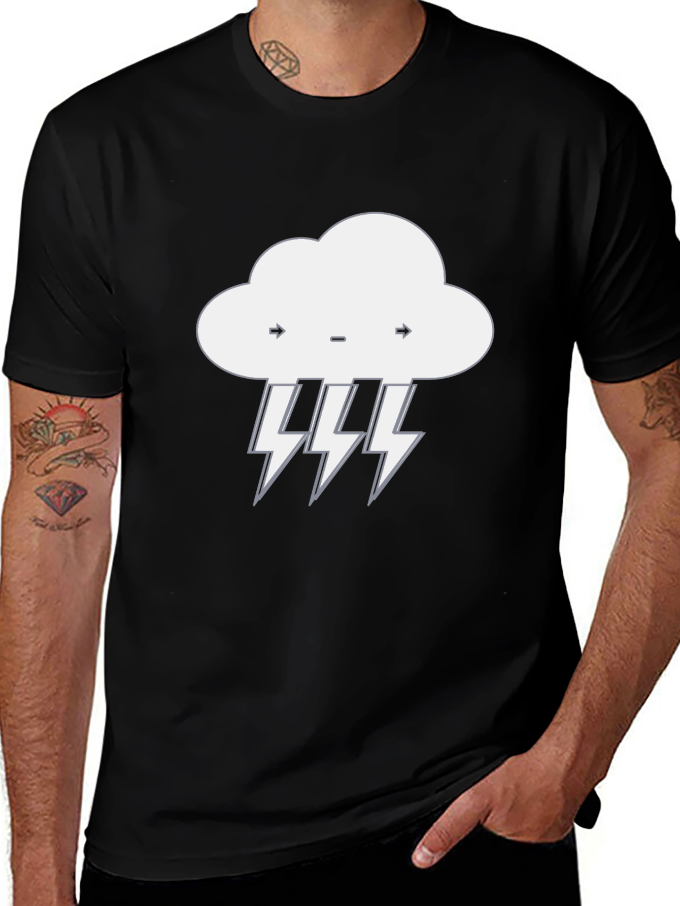 Variant 5 of Stormy Weather Graphic Tee - Black Cotton T-Shirt