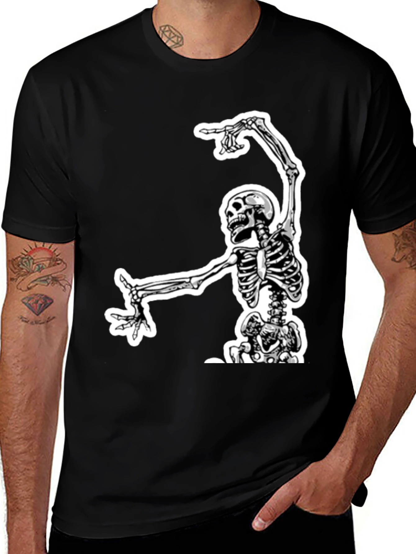 Variant 13 of Skeleton Graphic Tee - Black Cotton