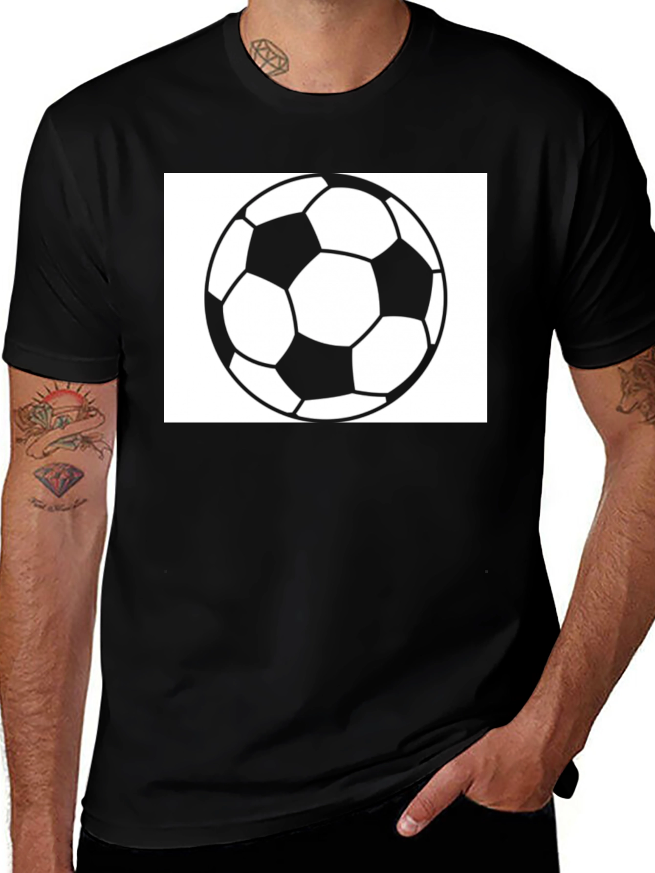 Variant 22 of Soccer Ball Graphic Black T-Shirt