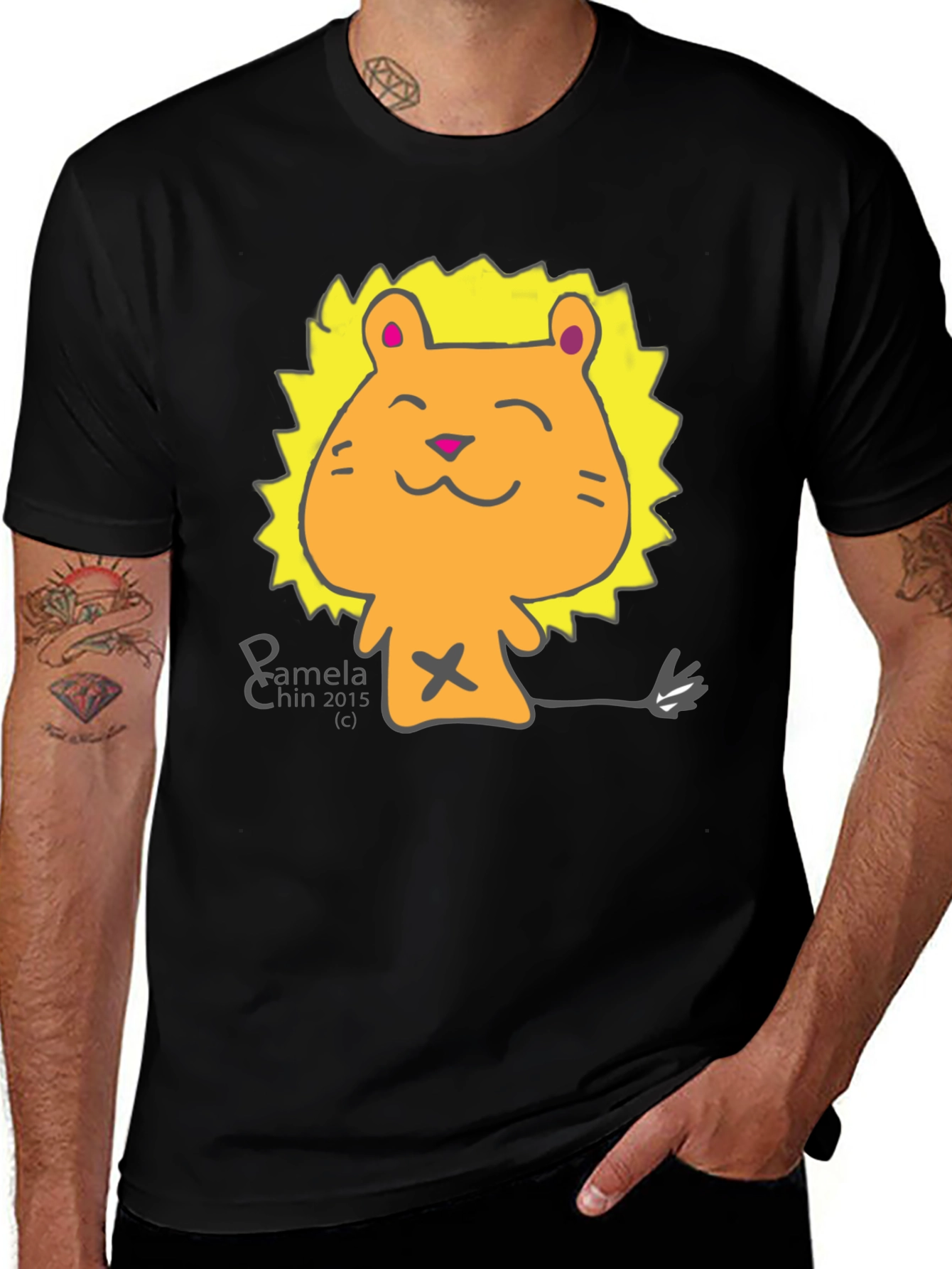 Variant 5 of Cute Lion Cartoon Black T-Shirt