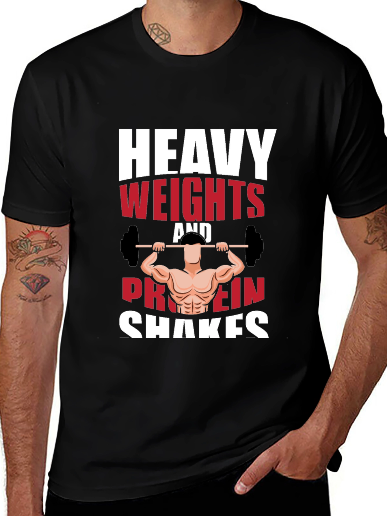 Variant 23 of Heavy Weights & Protein Shakes Graphic Tee