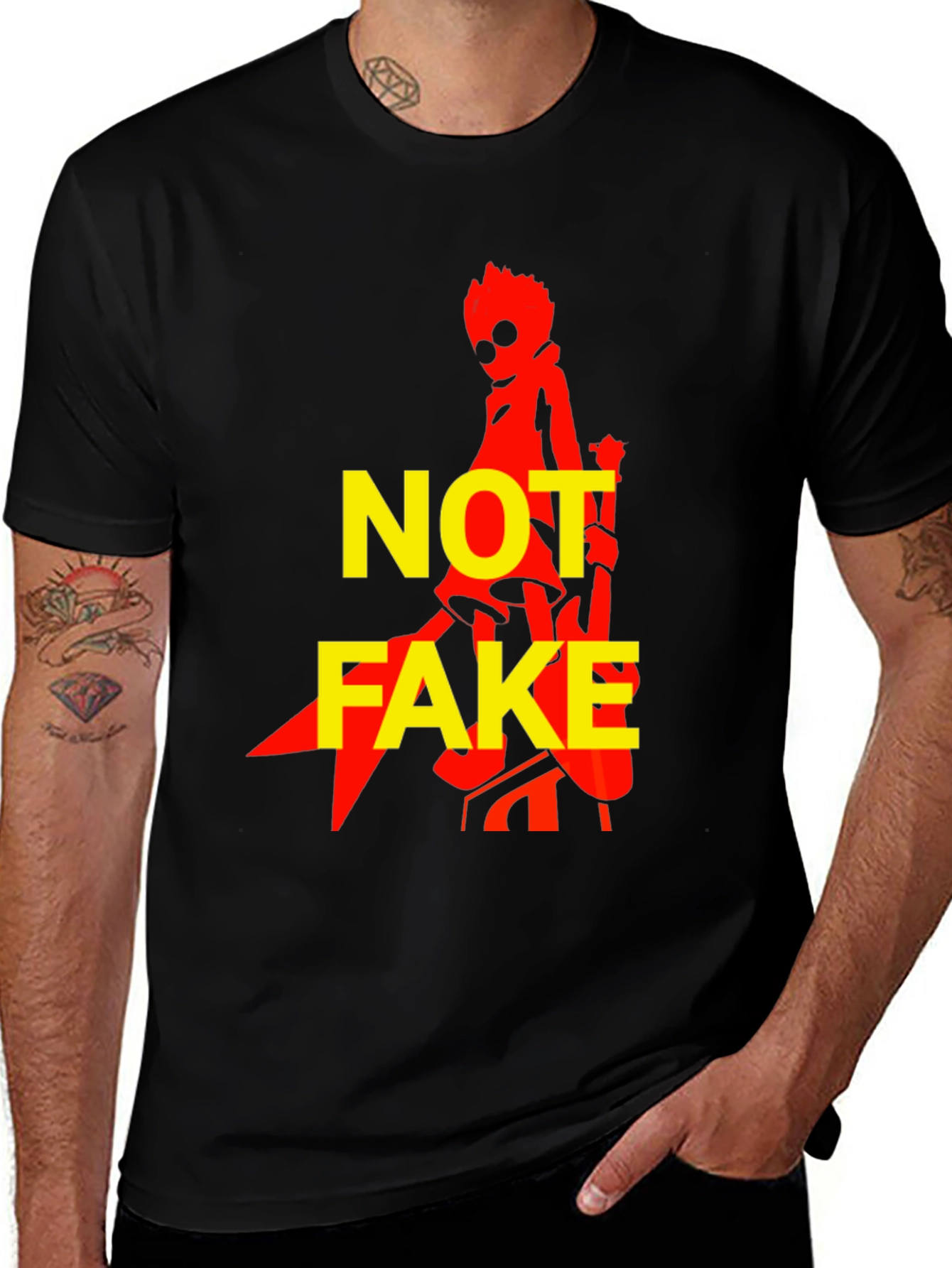 Variant 13 of Not Fake T-Shirt - Graphic Print Black Tee