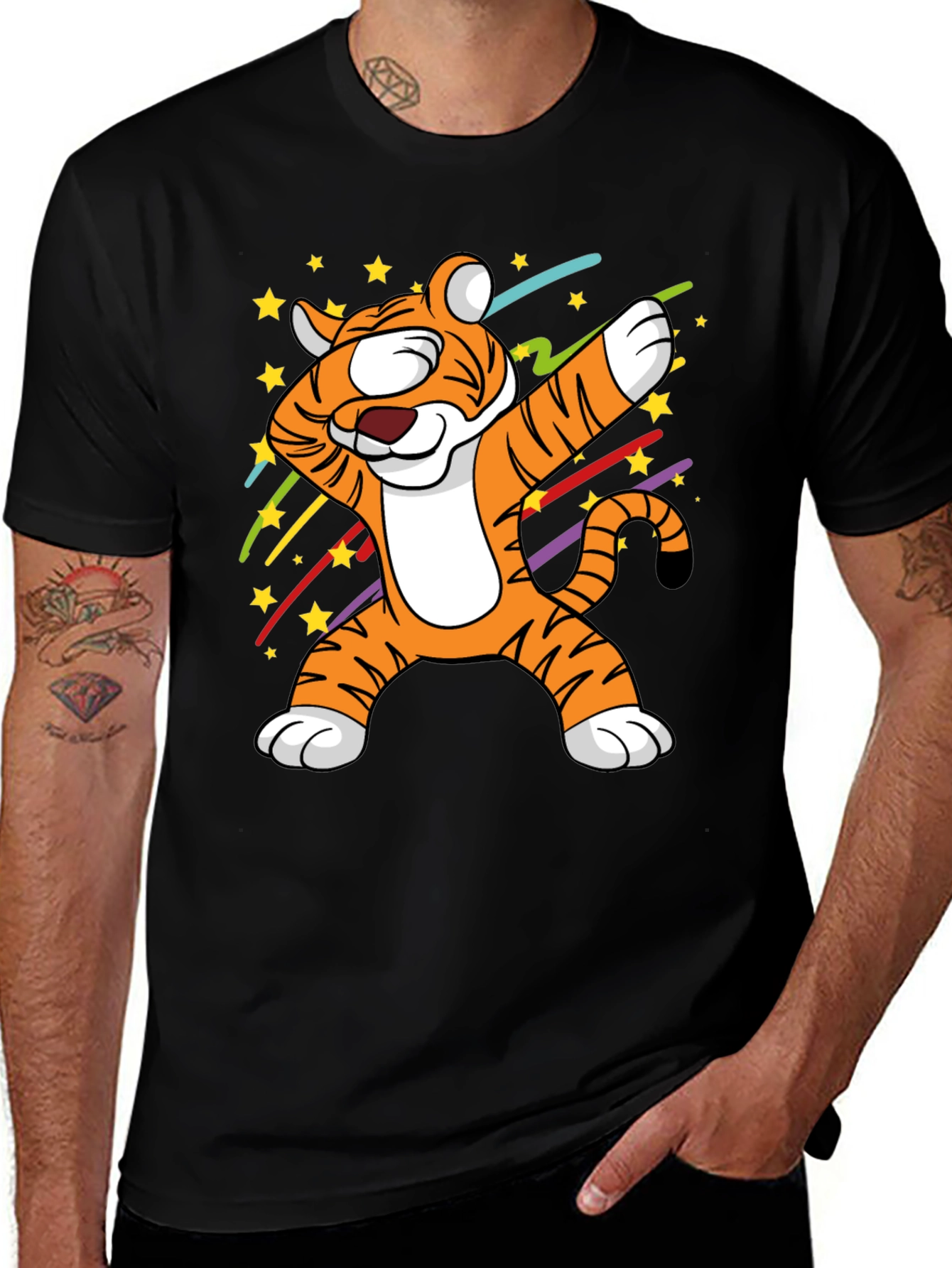 Variant 28 of Dabbing Tiger Black T-Shirt